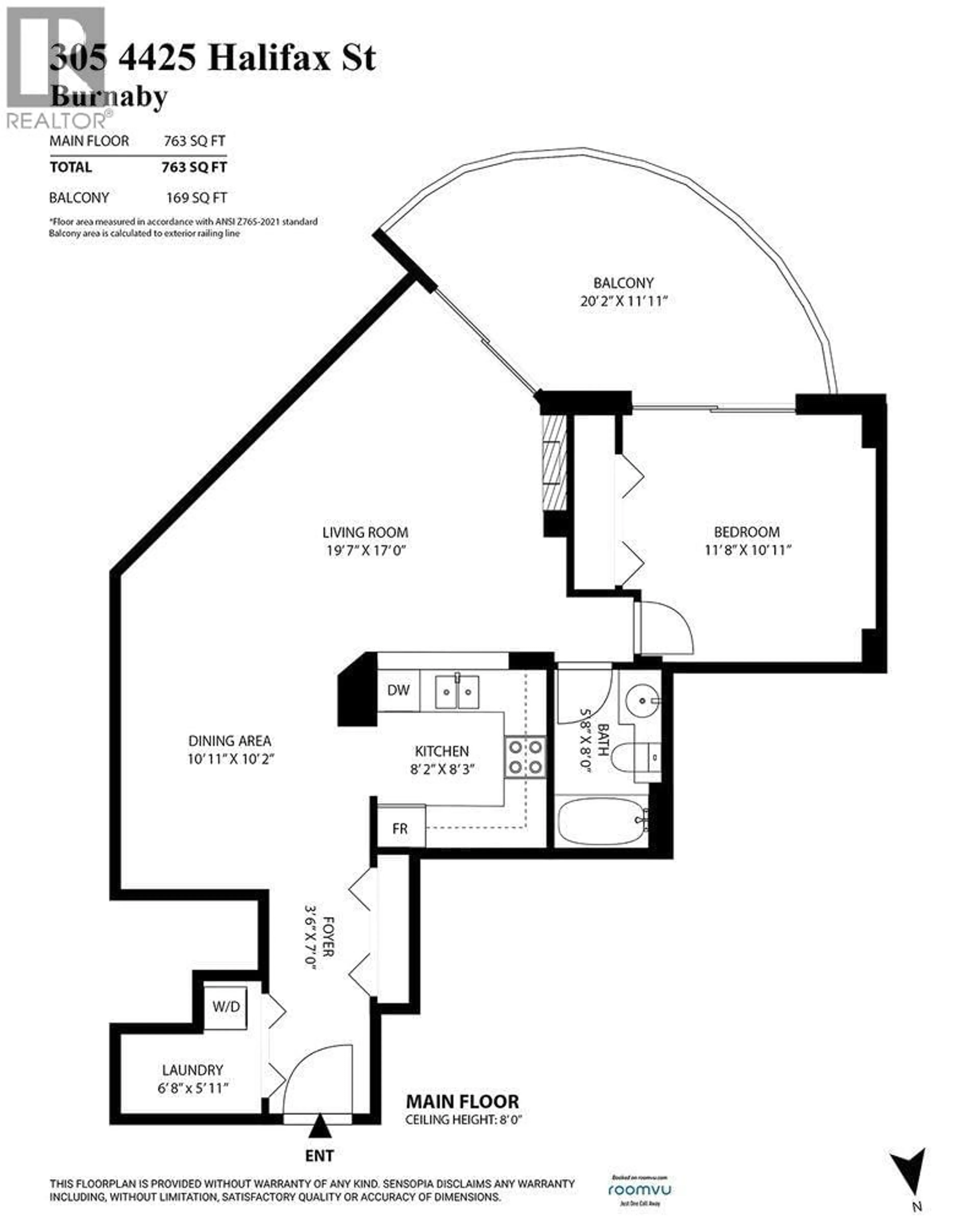 Floor plan for 305 - 4425 HALIFAX STREET, Burnaby British Columbia V5C6P2
