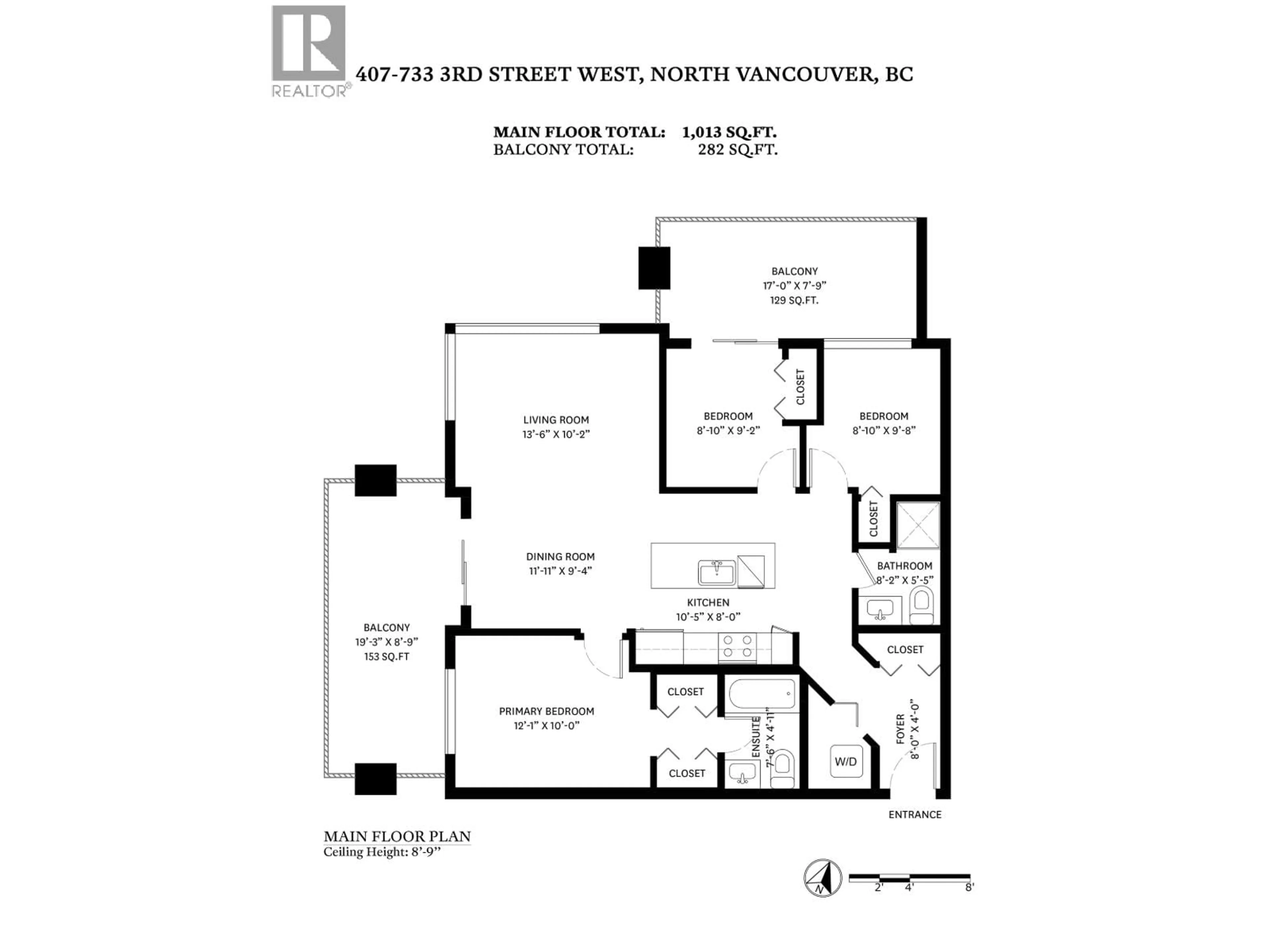 Floor plan for 407 - 733 3RD STREET, North Vancouver British Columbia V7M0C8