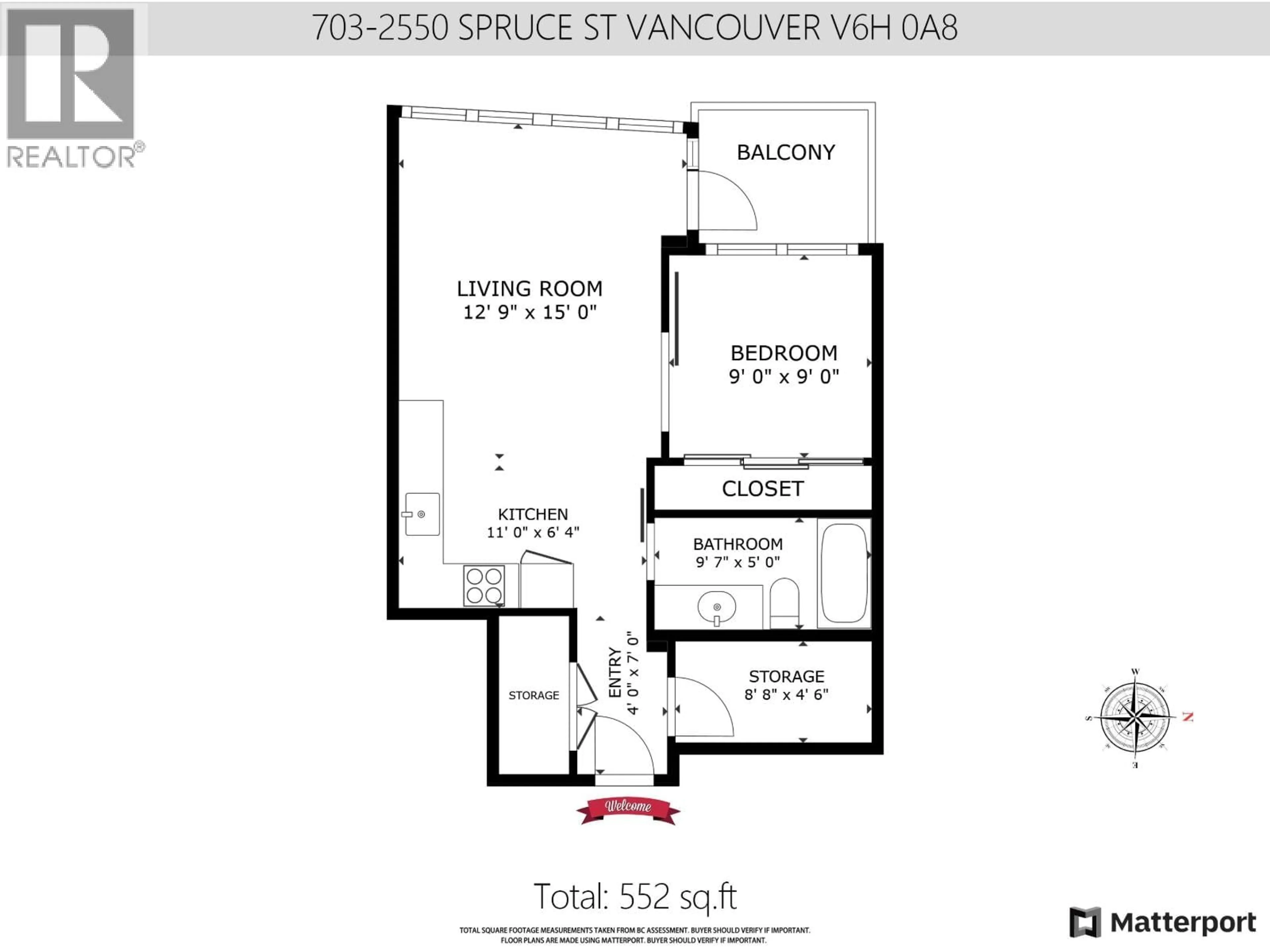 Floor plan for 703 - 2550 SPRUCE STREET, Vancouver British Columbia V6H0A8