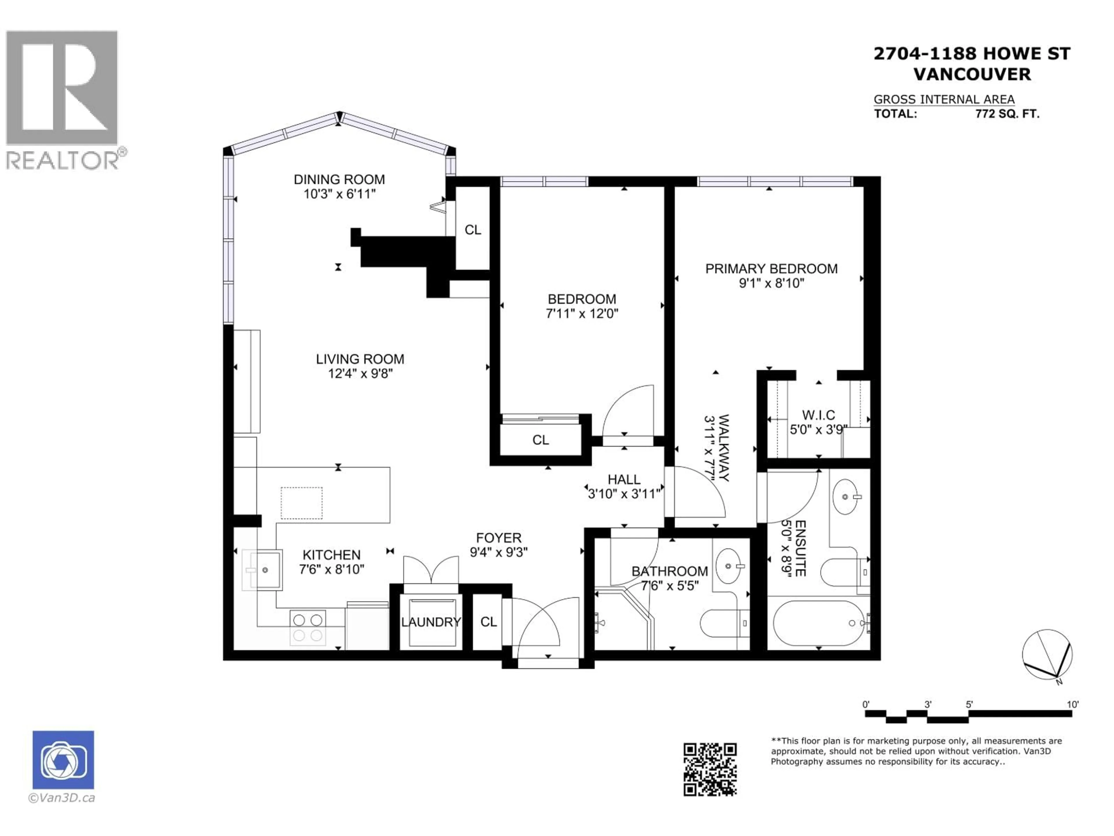 Floor plan for 2704 - 1188 HOWE STREET, Vancouver British Columbia V6Z2S8
