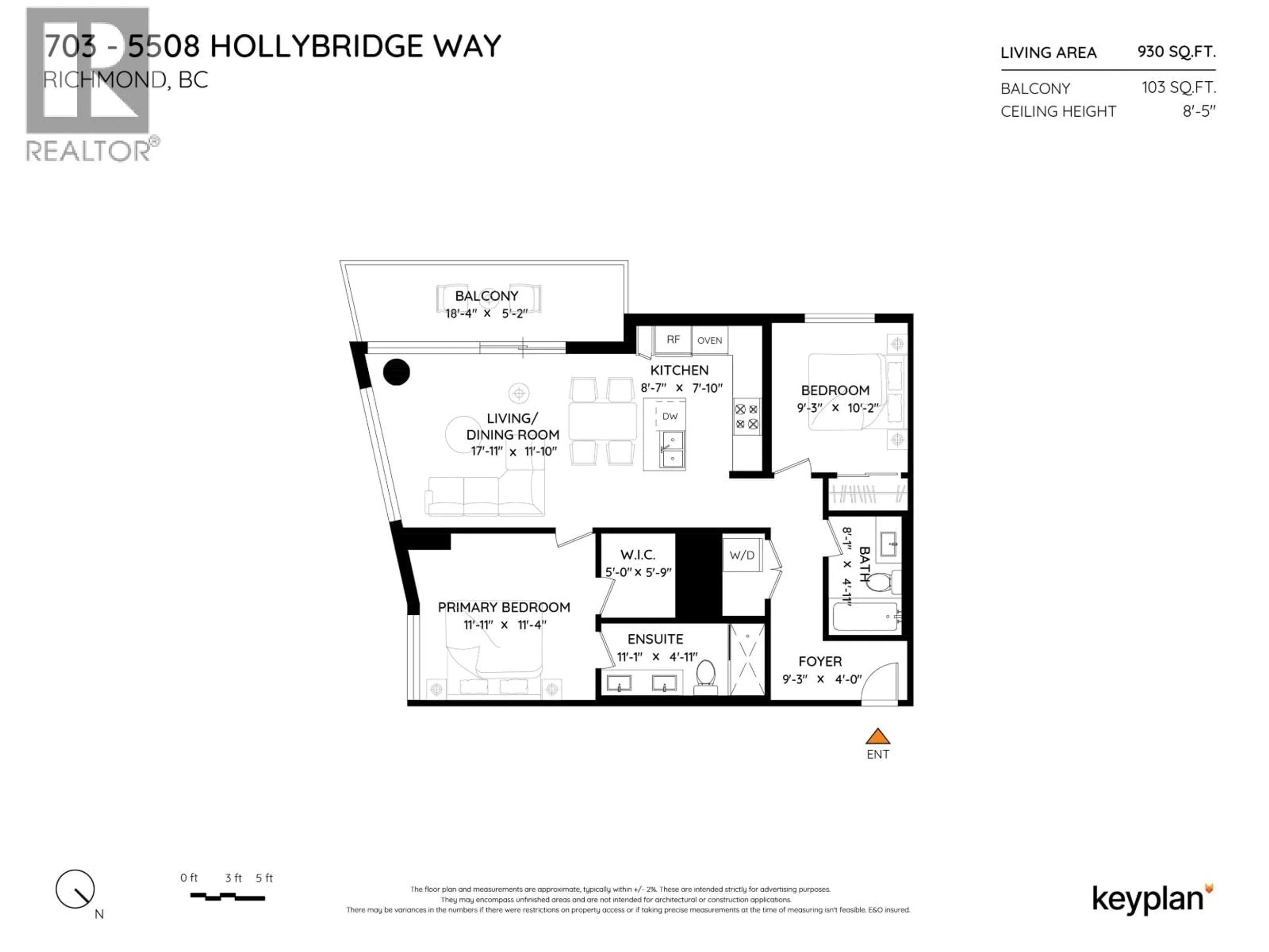Floor plan for 703 - 5508 HOLLYBRIDGE WAY, Richmond British Columbia V7C0C7