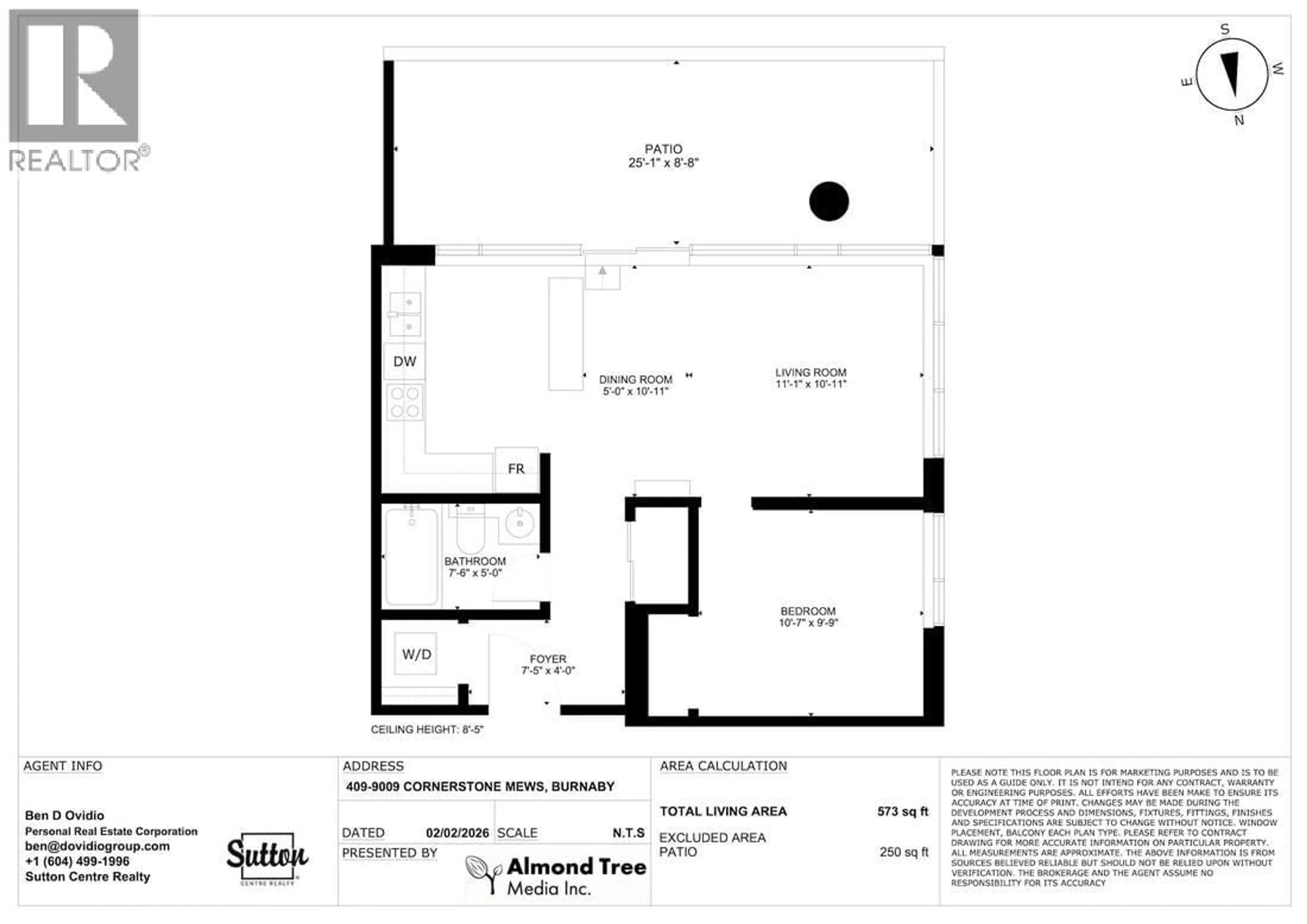 Floor plan for 409 - 9009 CORNERSTONE MEWS, Burnaby British Columbia V5A0B9