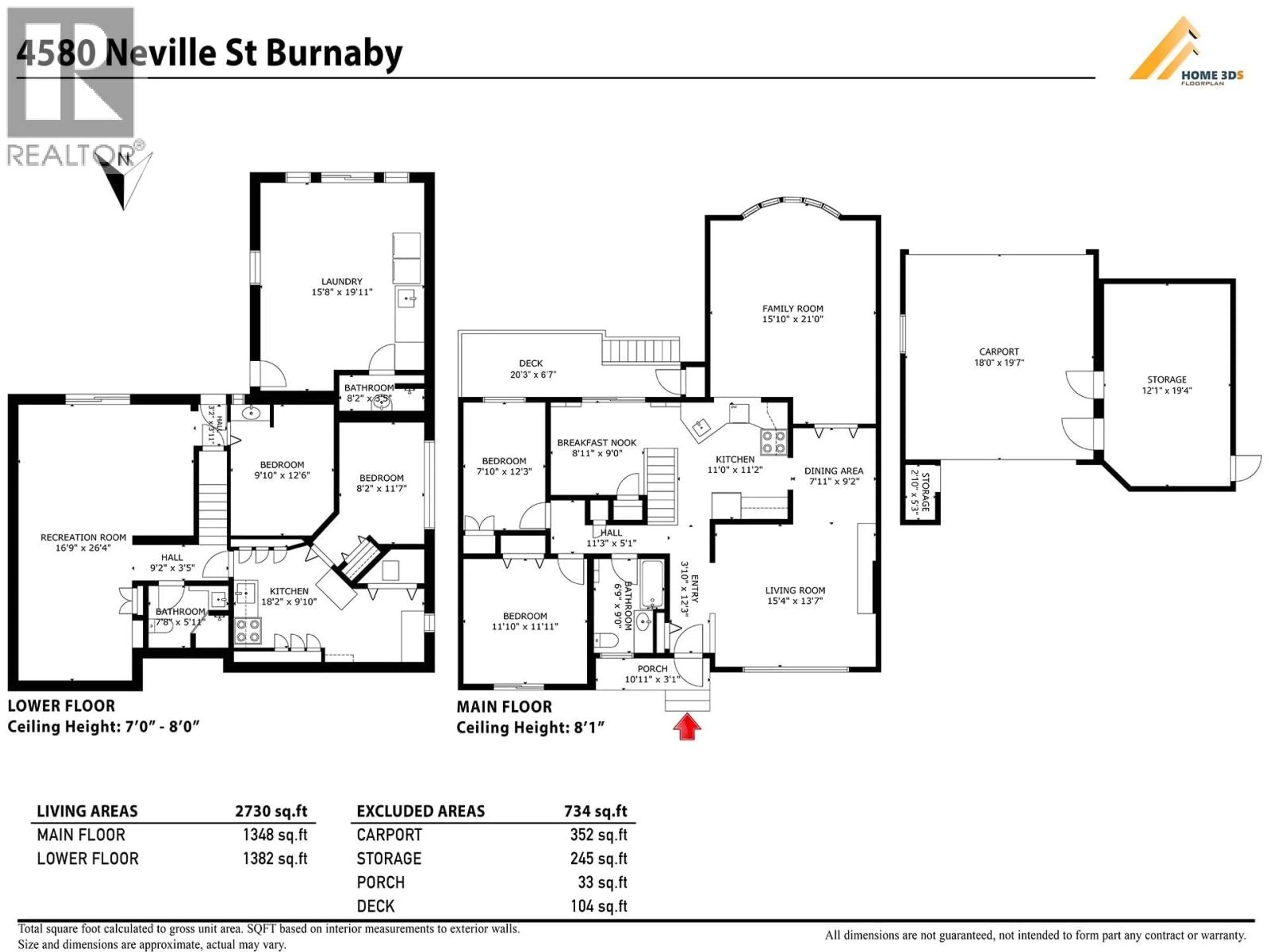 Floor plan for 4580 NEVILLE STREET, Burnaby British Columbia V5J2A4