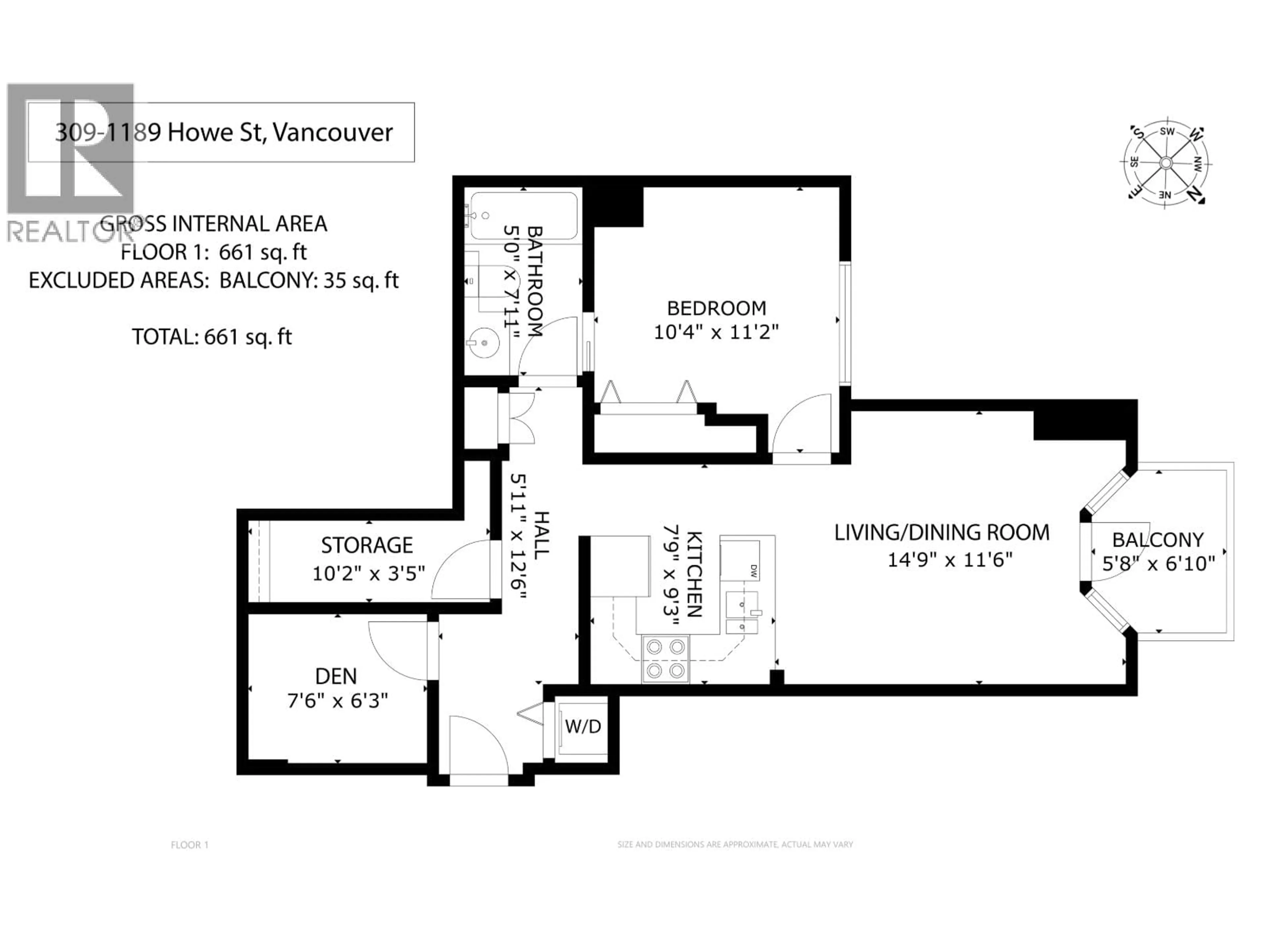 Floor plan for 309 - 1189 HOWE STREET, Vancouver British Columbia V6Z2X4