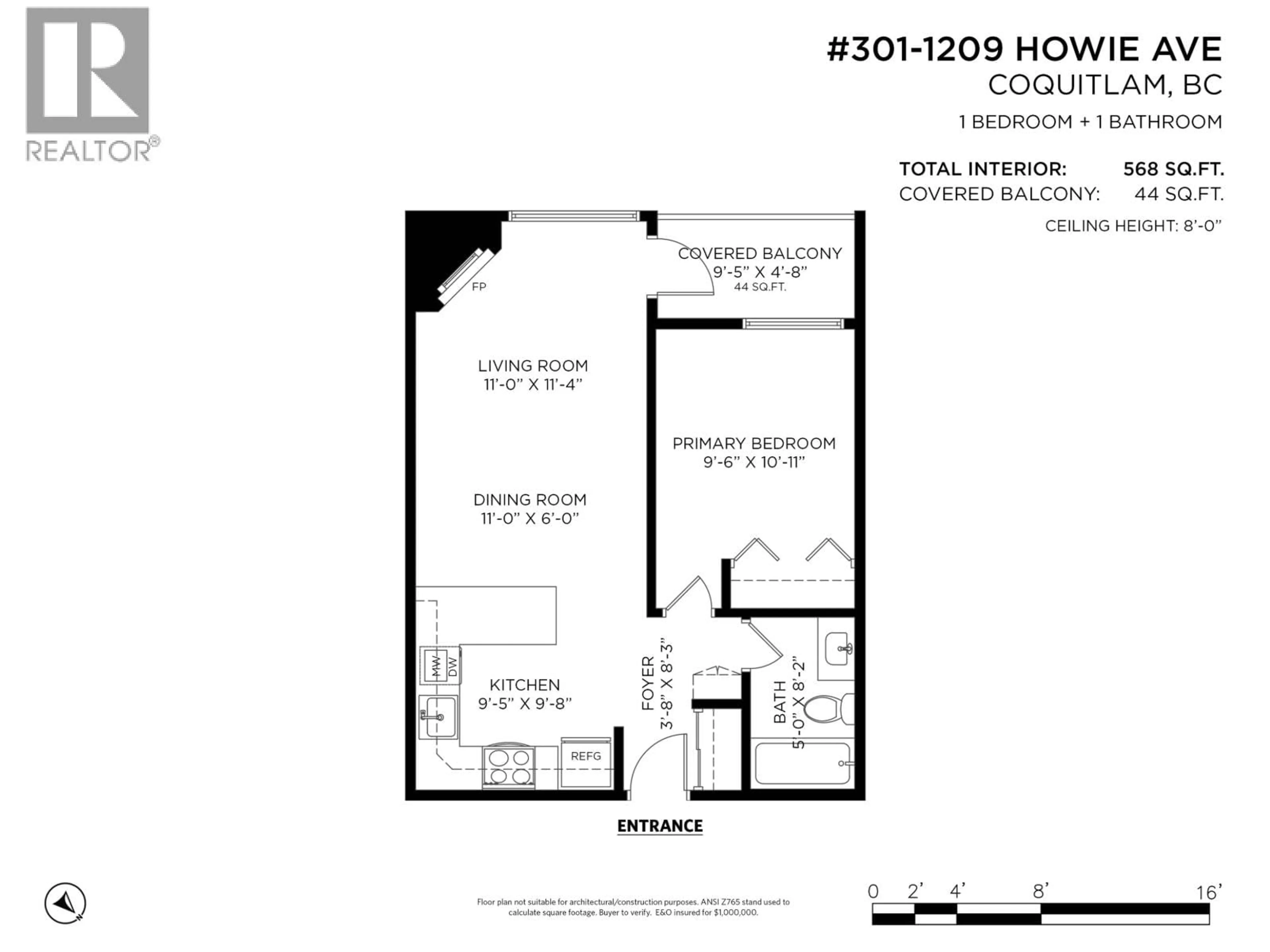 Floor plan for 301 - 1209 HOWIE AVENUE, Coquitlam British Columbia V3J1T9
