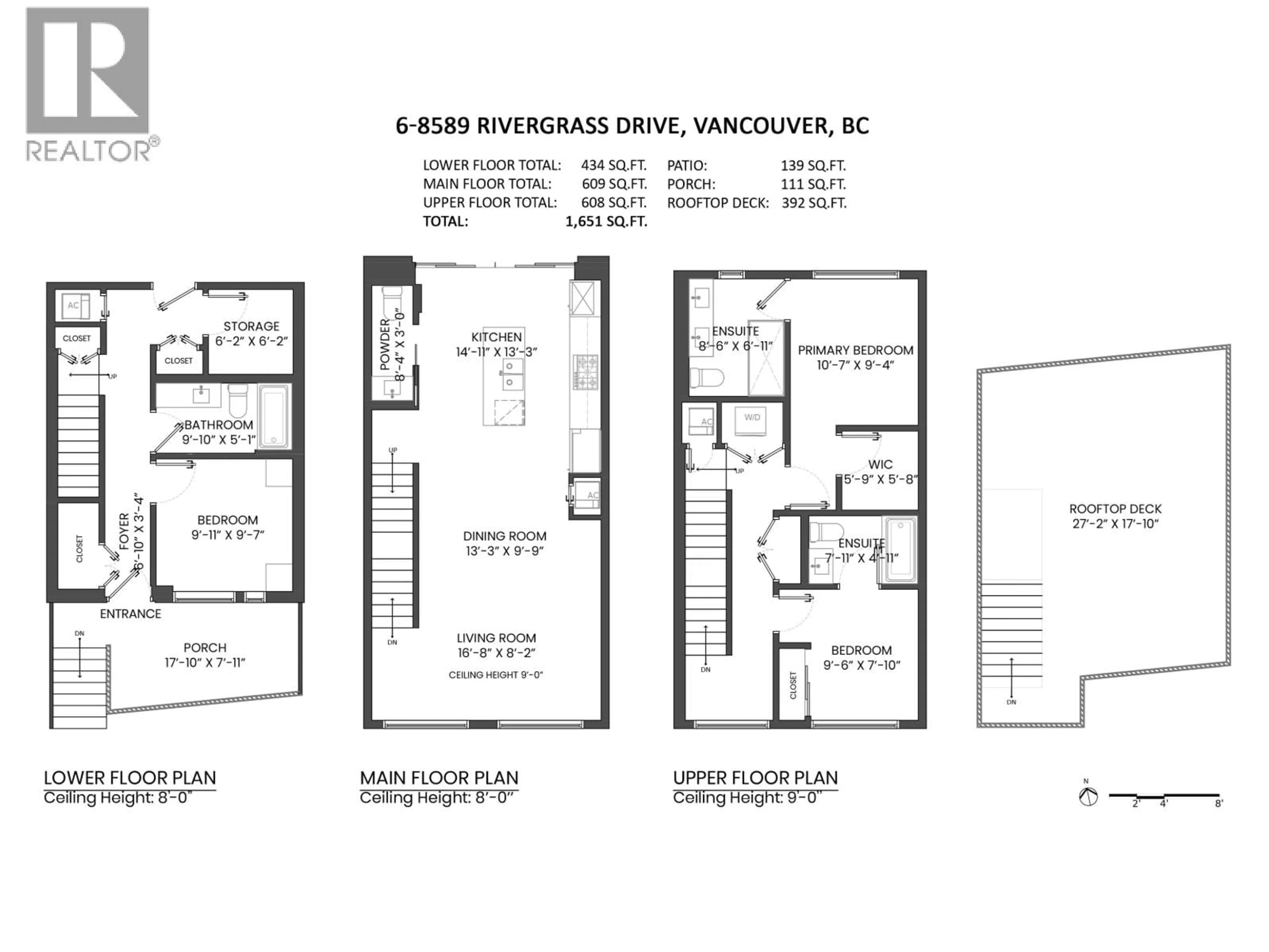 Floor plan for 6 - 8589 RIVERGRASS DRIVE, Vancouver British Columbia V5S0J7