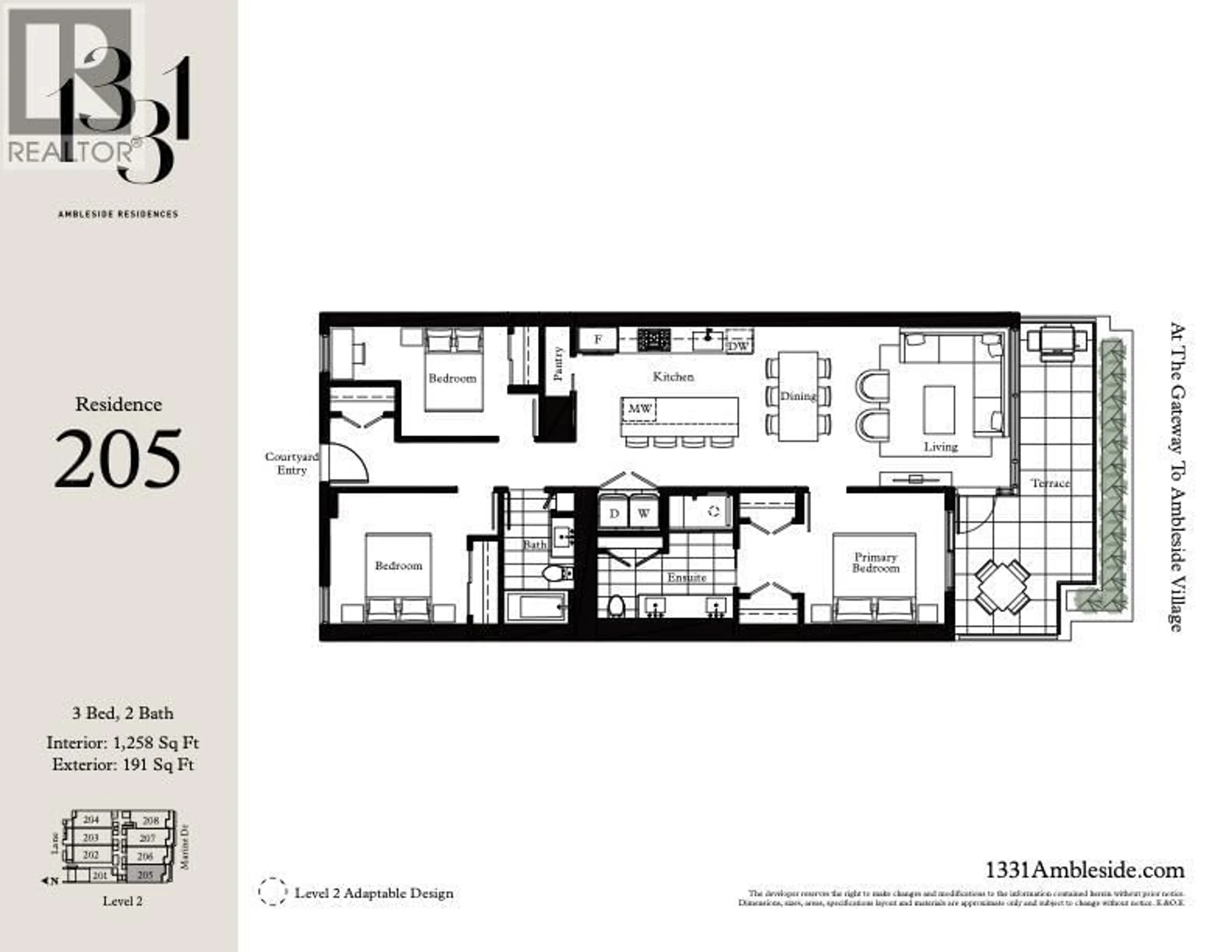 Floor plan for 205 - 1331 MARINE DRIVE, West Vancouver British Columbia V7T1B6