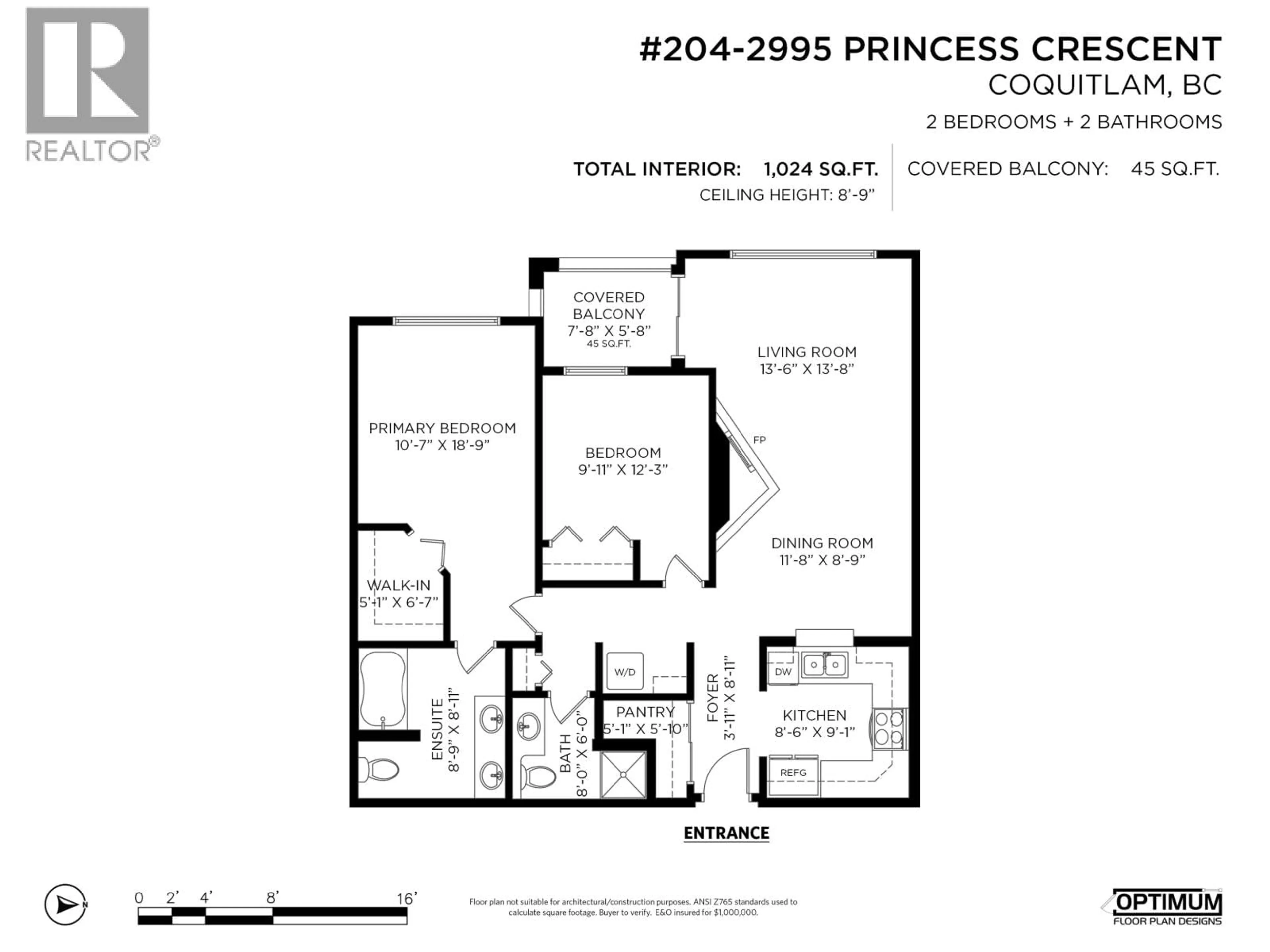 Floor plan for 204 - 2995 PRINCESS CRESCENT, Coquitlam British Columbia V3B7N1