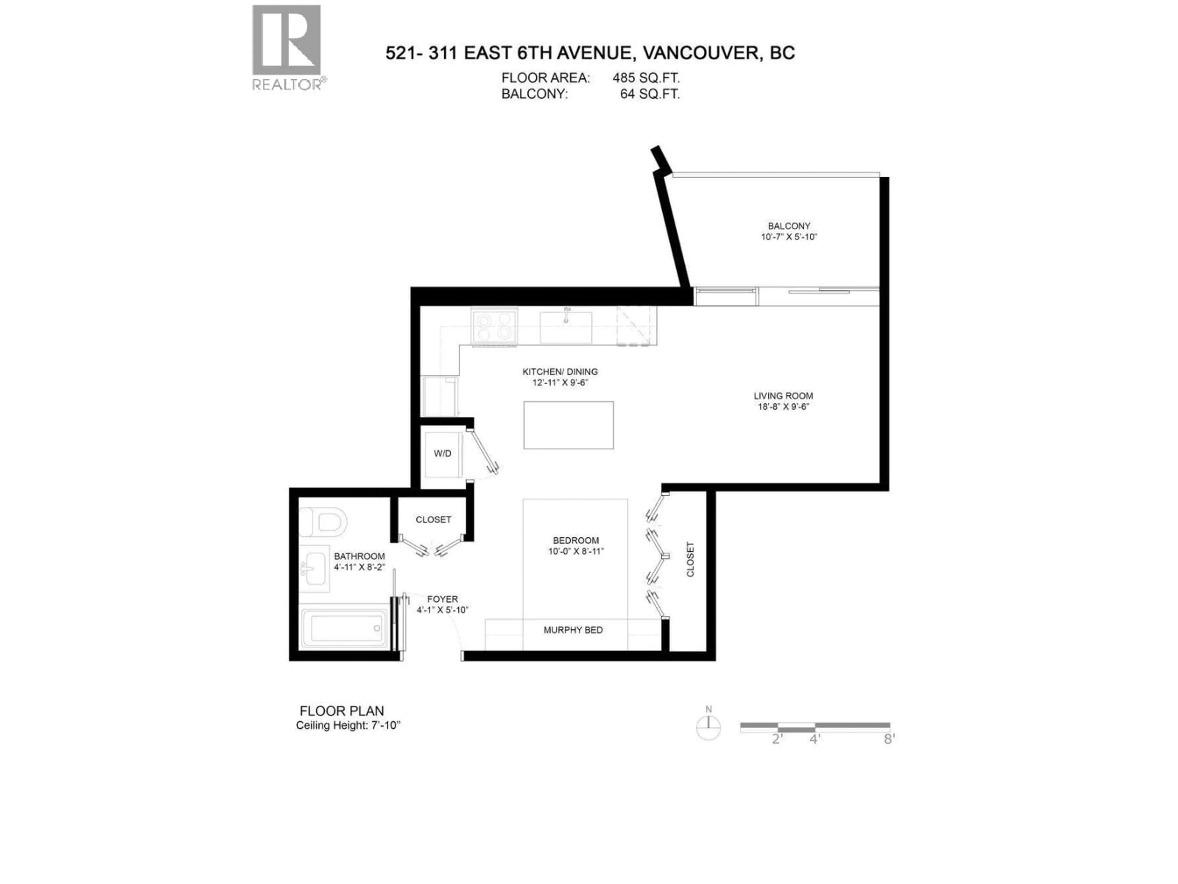 Floor plan for 521 - 311 6 AVENUE, Vancouver British Columbia V5T1J9