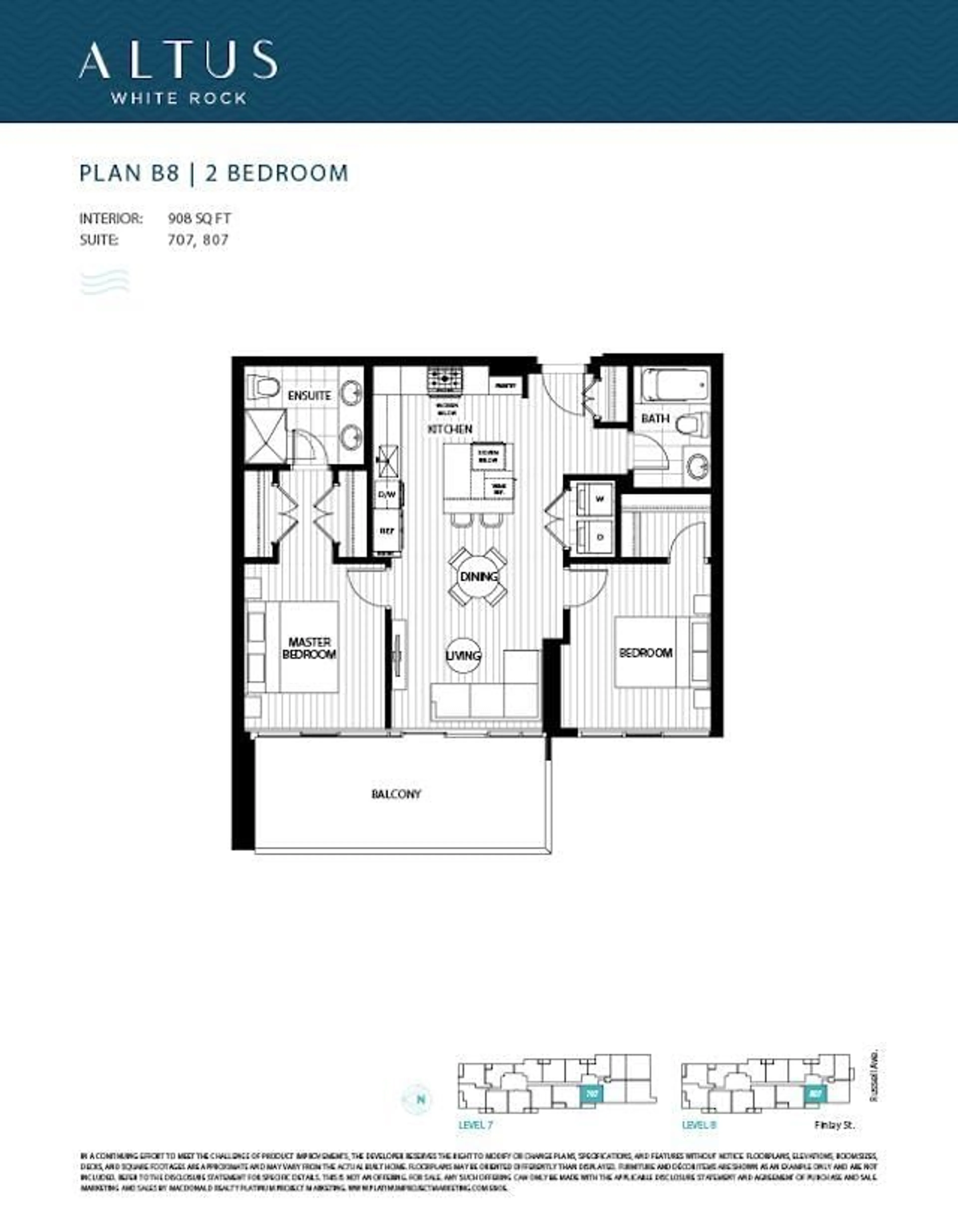Floor plan for 807 - 1526 FINLAY STREET, White Rock British Columbia V4B4L9
