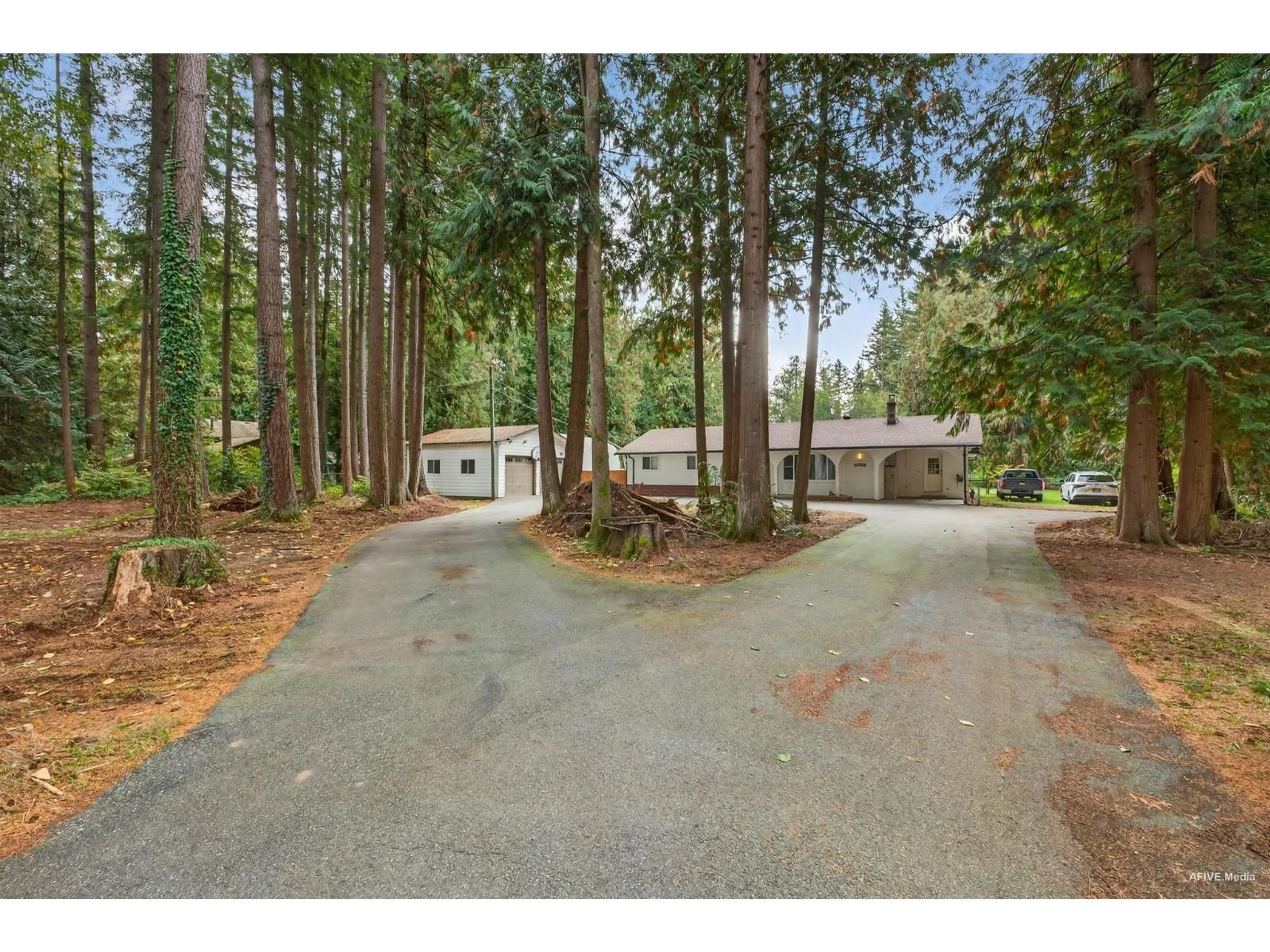 A pic from outside/outdoor area/front of a property/back of a property/a pic from drone, forest/trees view for 25160 54 AVENUE, Langley British Columbia V4W1T3