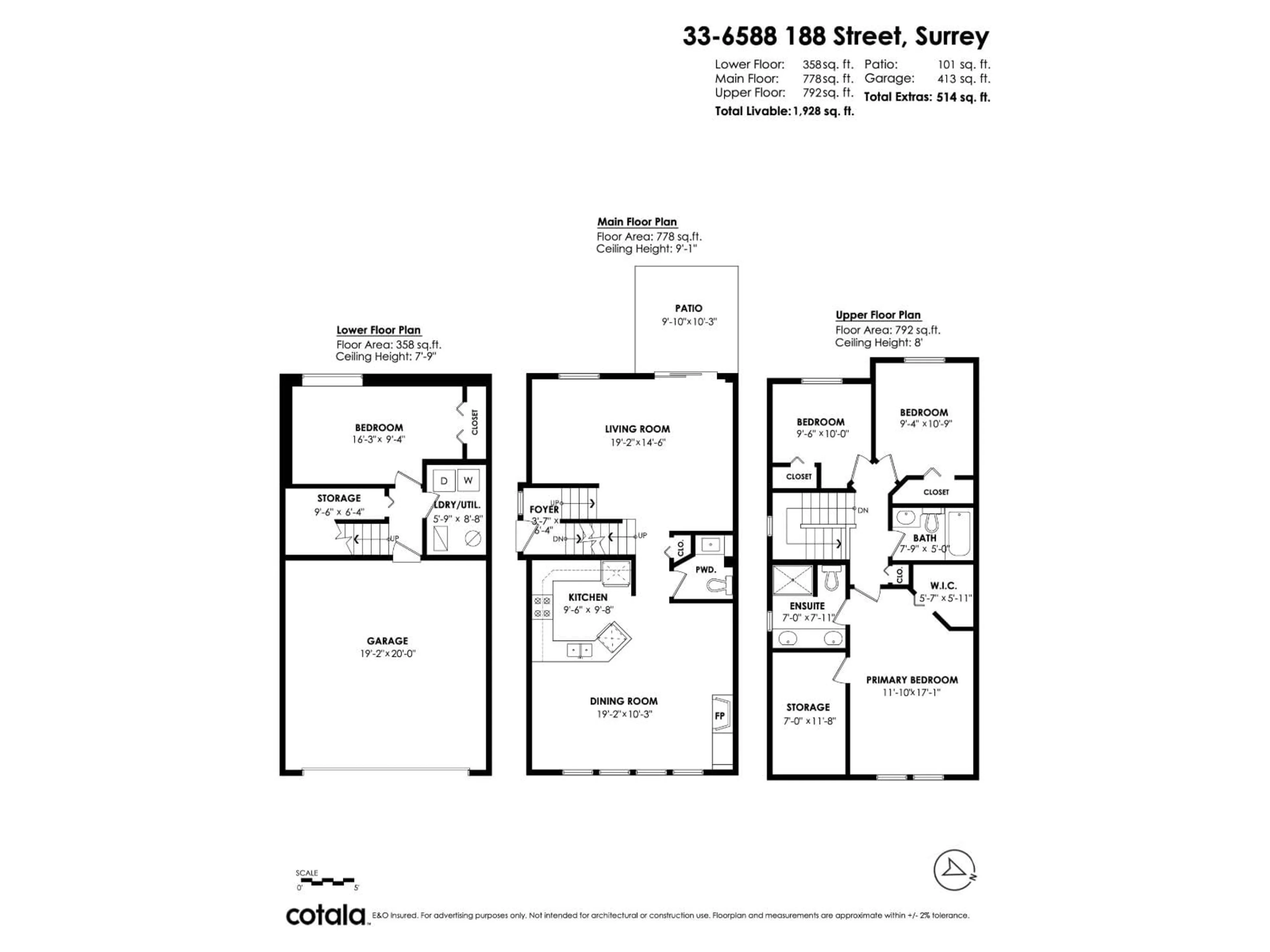 Floor plan for 33 - 6588 188 STREET, Surrey British Columbia V3S1Z6