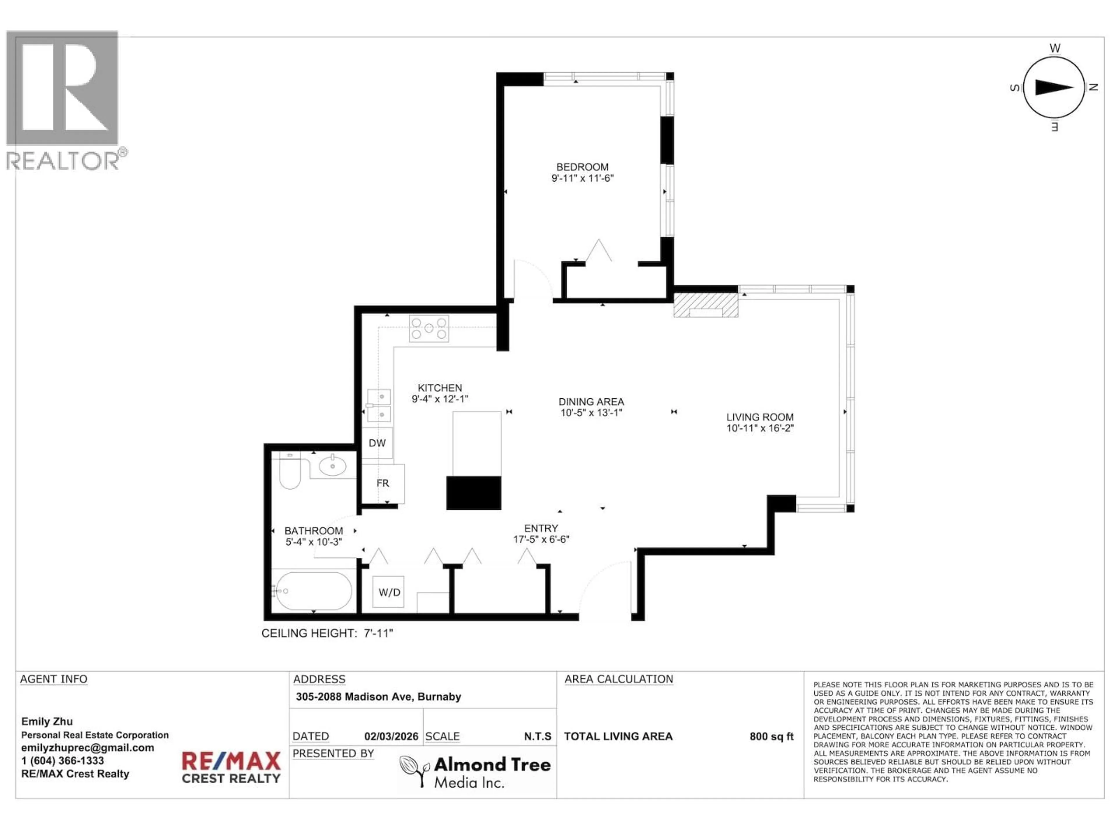 Floor plan for 305 - 2088 MADISON AVENUE, Burnaby British Columbia V5C6T5
