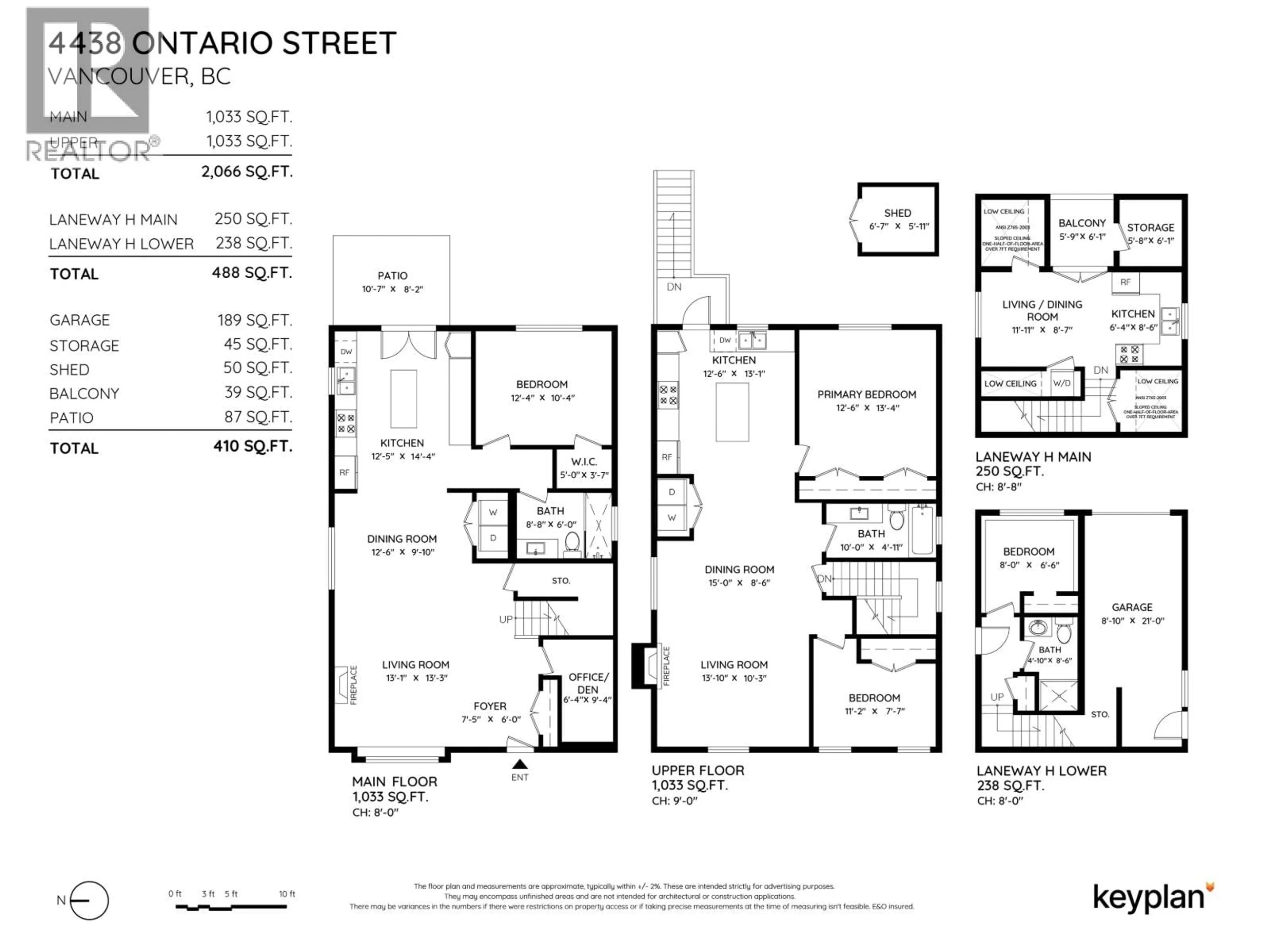 Floor plan for 4438 ONTARIO STREET, Vancouver British Columbia V5V3H1
