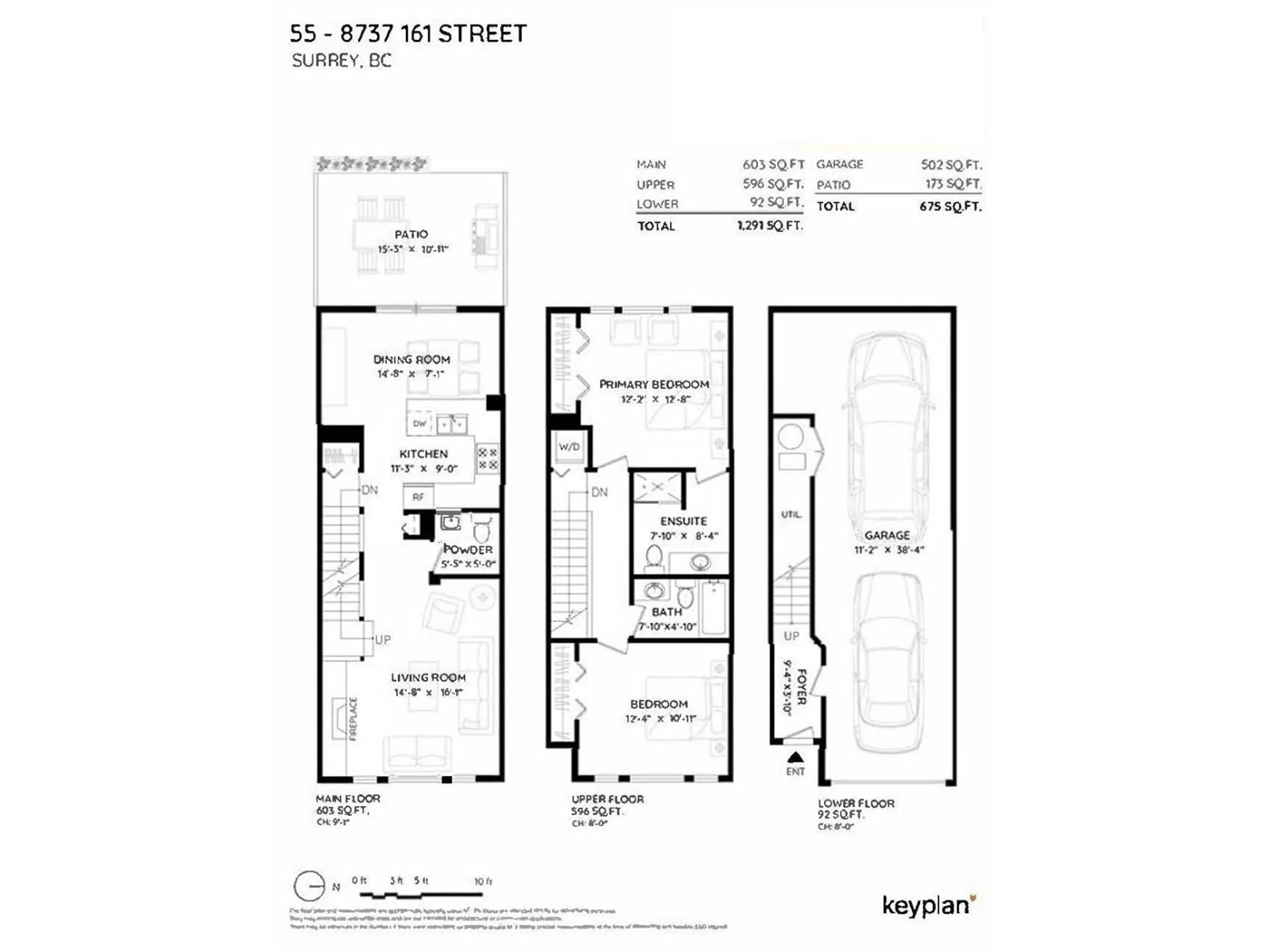Floor plan for 55 - 8737 161 STREET, Surrey British Columbia V4N5G3
