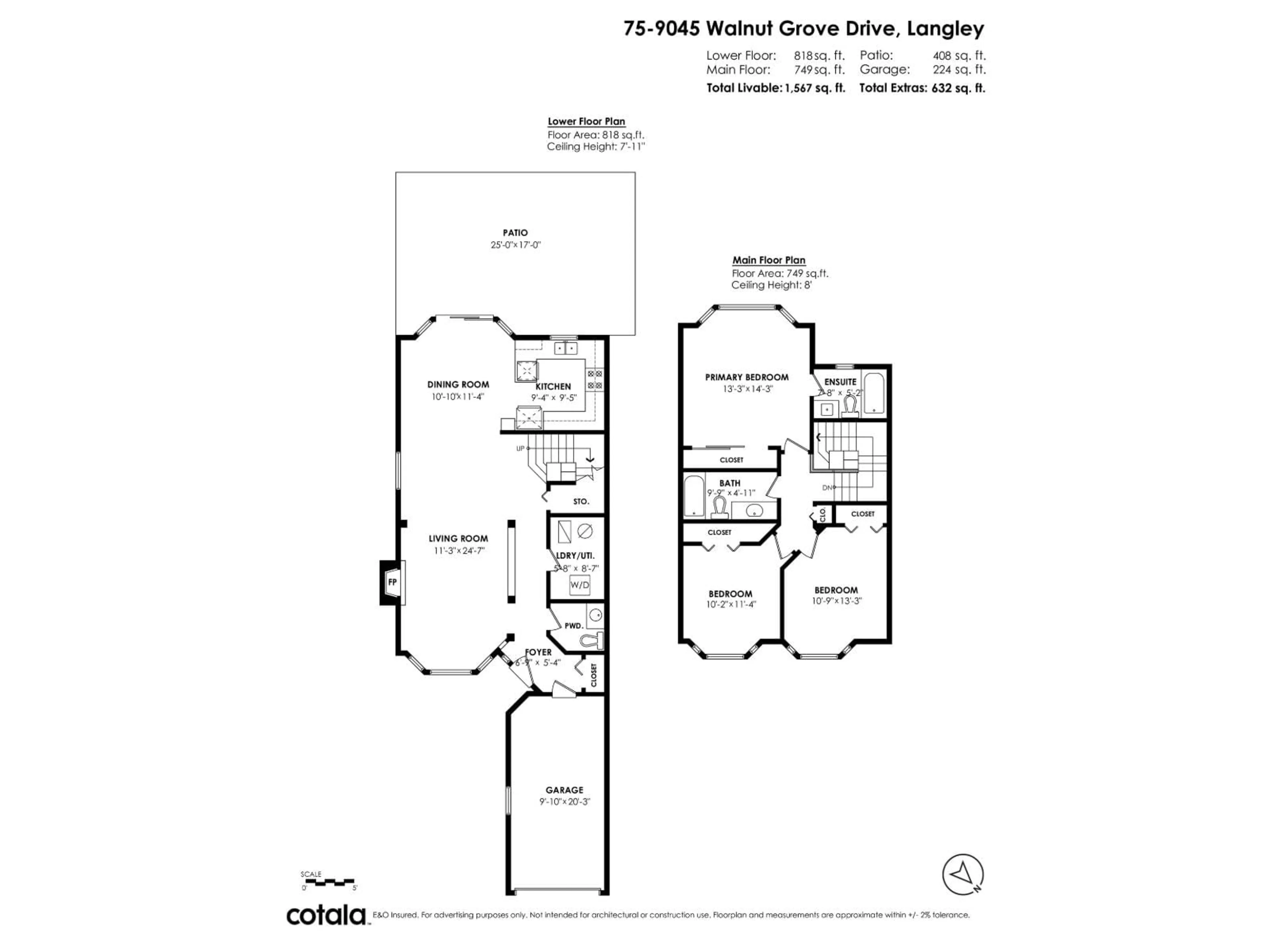 Floor plan for 75 - 9045 WALNUT GROVE DRIVE, Langley British Columbia V1M2E1
