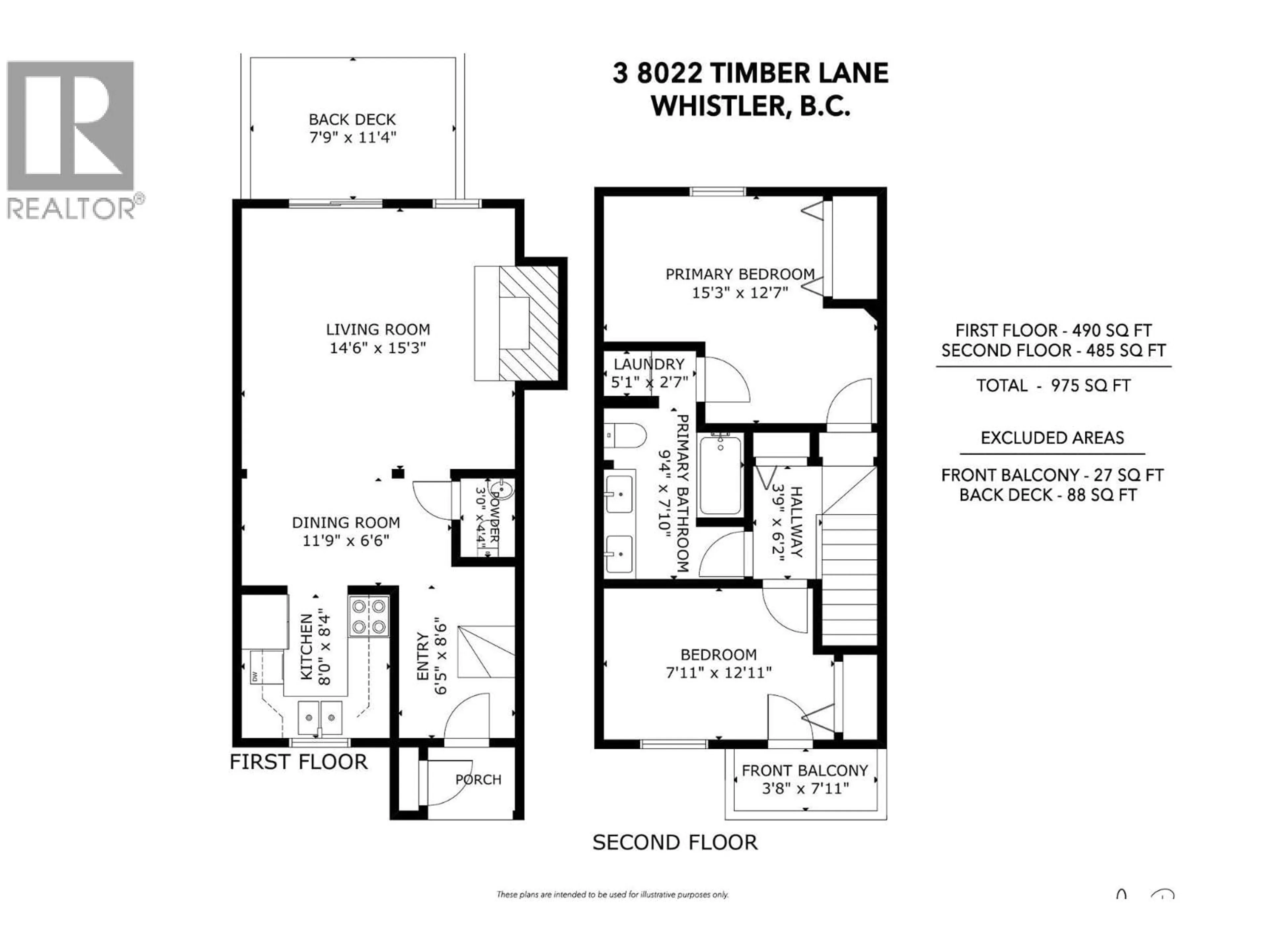 Floor plan for 3 - 8022 TIMBER LANE, Whistler British Columbia V8E0G1
