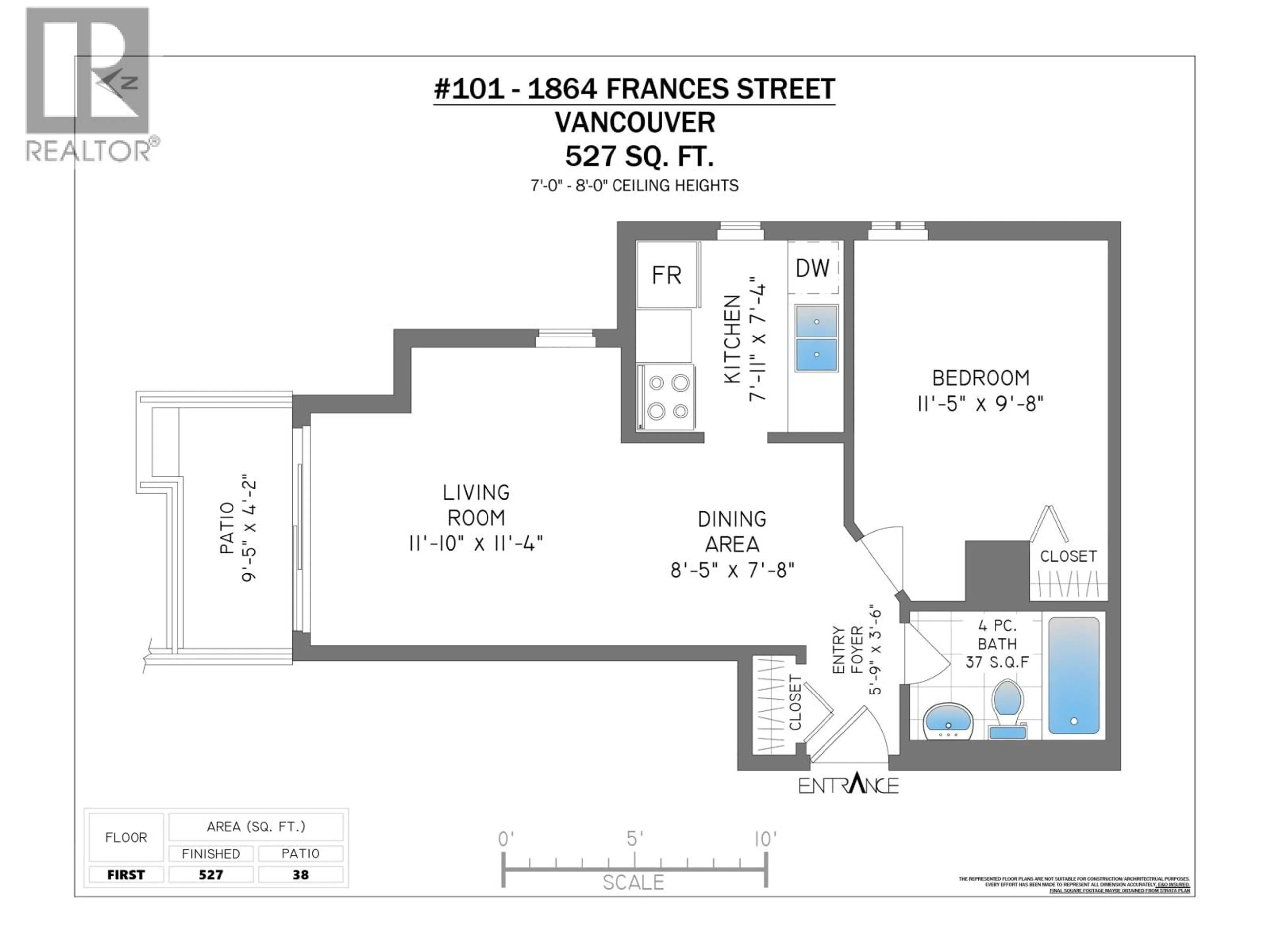 Floor plan for 101 - 1864 FRANCES STREET, Vancouver British Columbia V5L1Z7