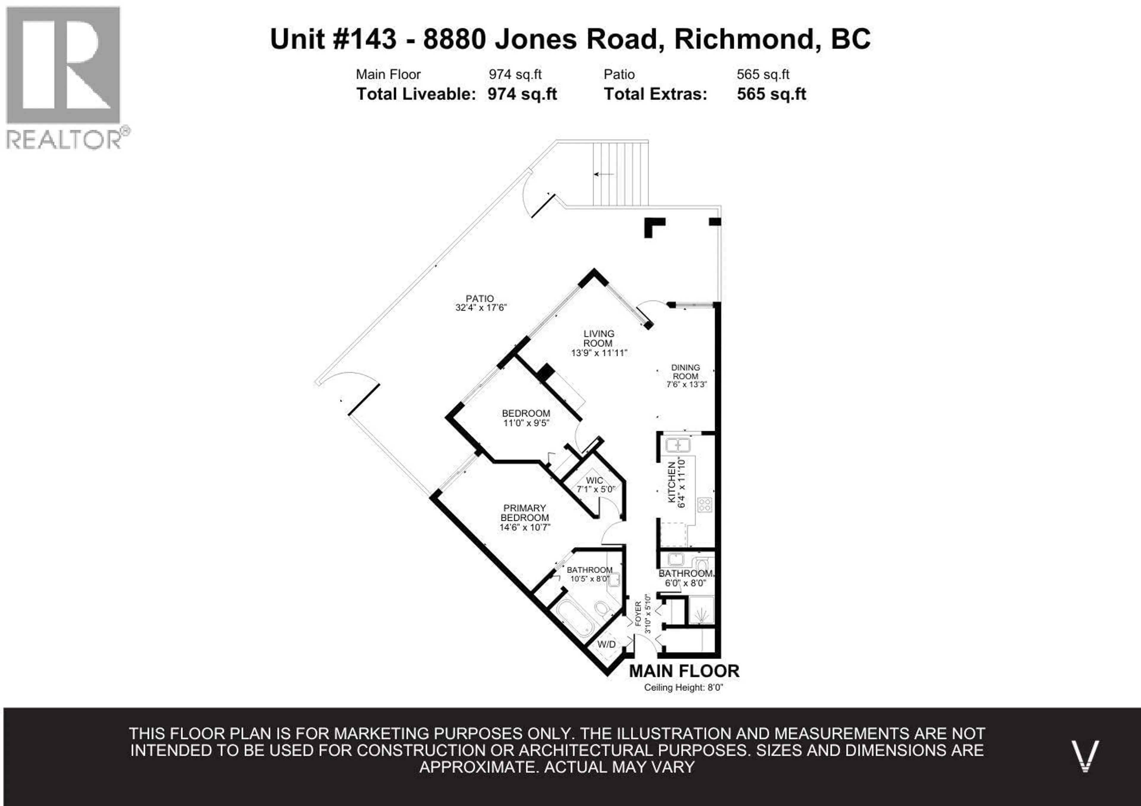 Floor plan for 143 - 8880 JONES ROAD, Richmond British Columbia V6Y3Z1