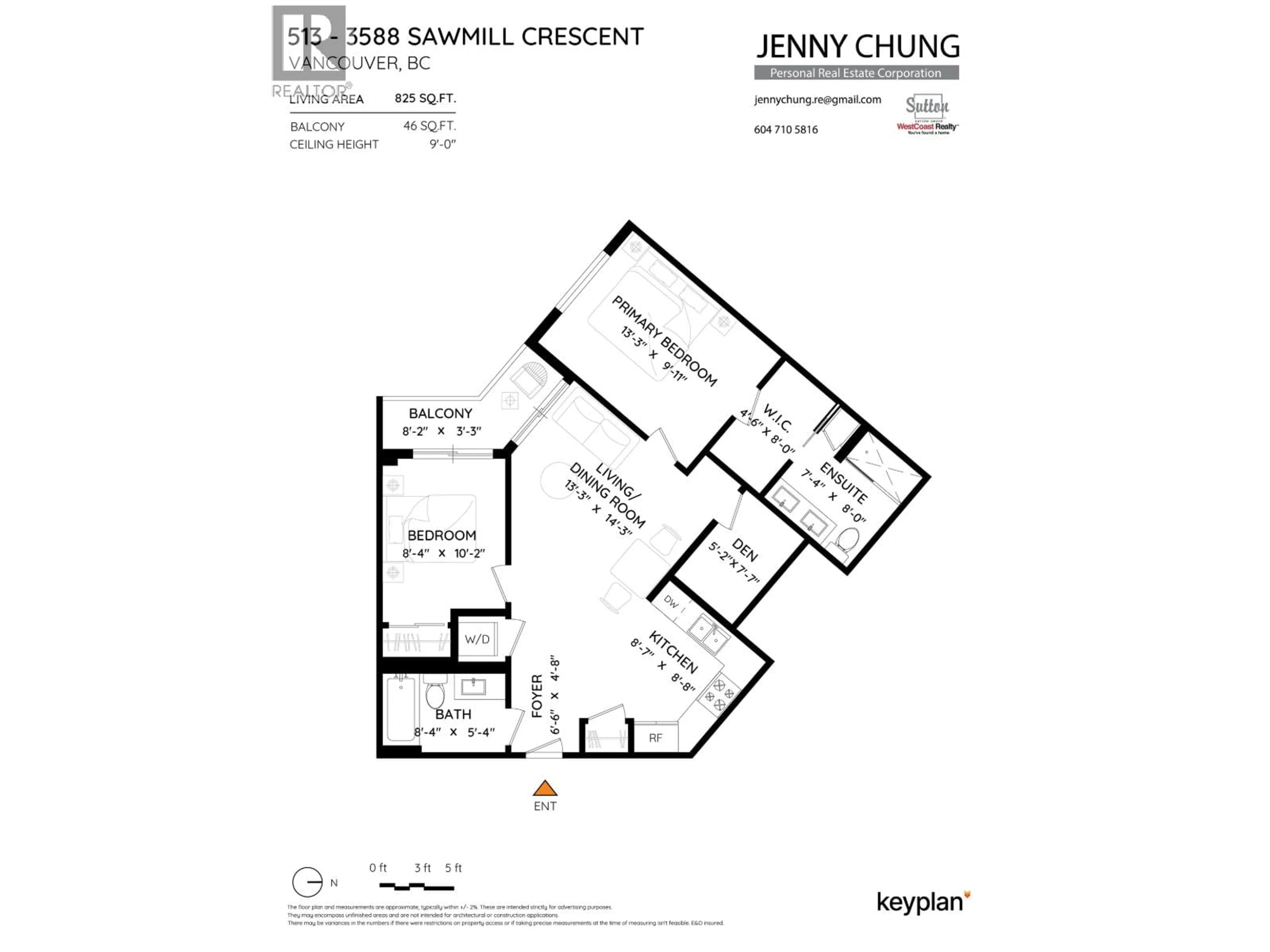Floor plan for 513 - 3588 SAWMILL CRESCENT, Vancouver British Columbia V5S0H5