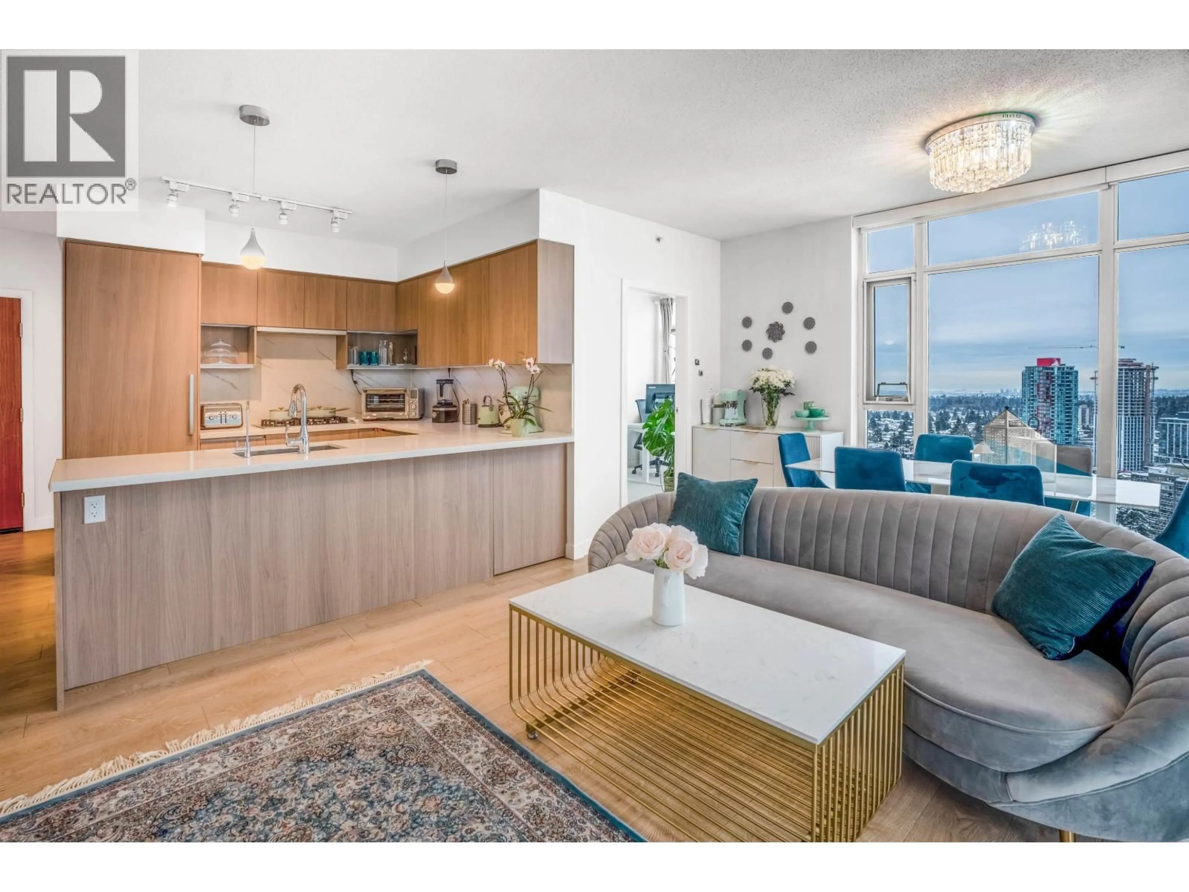 Living room with furniture, wood/laminate floor for 3207 - 6588 NELSON AVENUE, Burnaby British Columbia V5H0E8