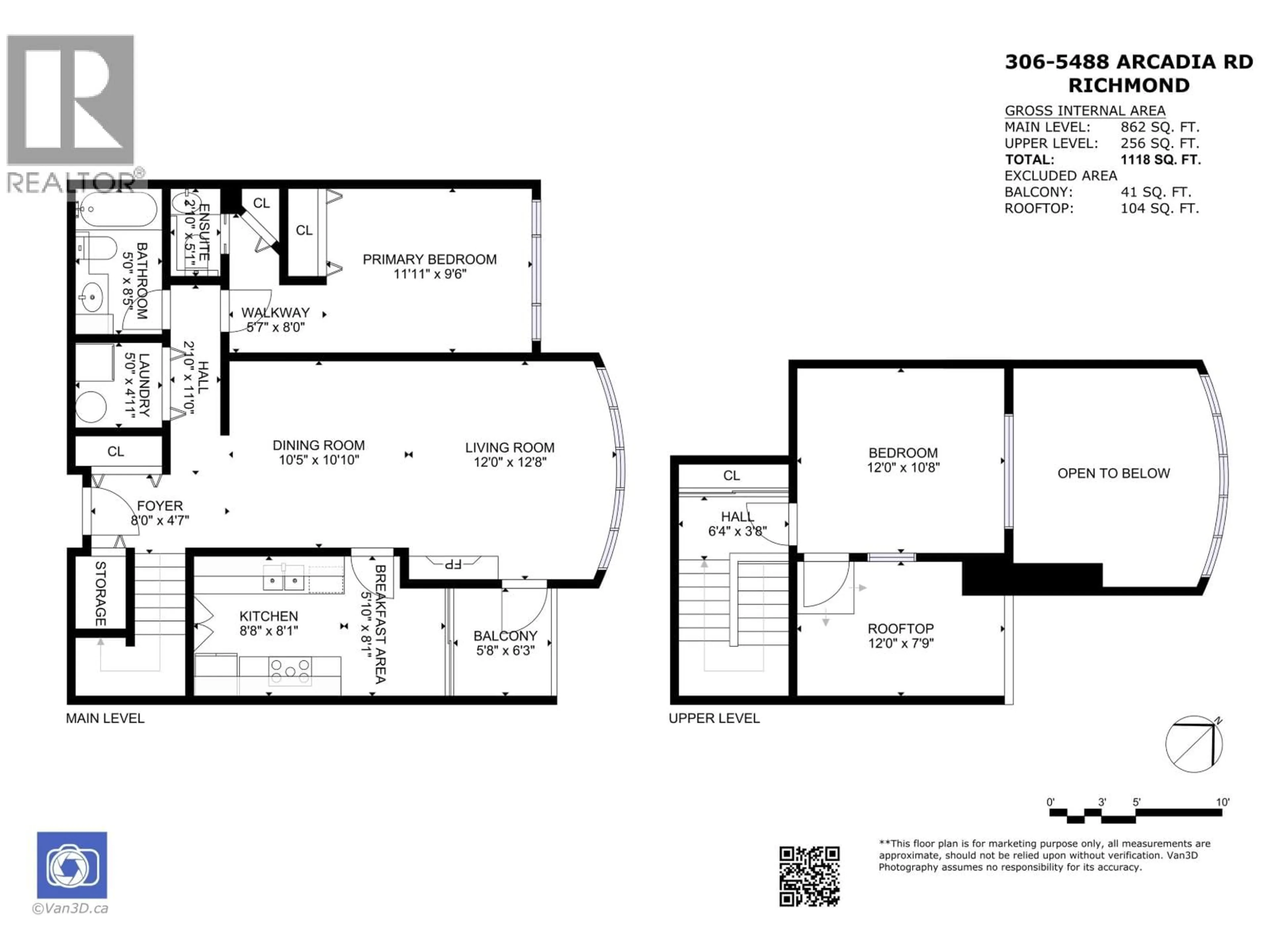 Floor plan for 306 - 5488 ARCADIA ROAD, Richmond British Columbia V6X2G9