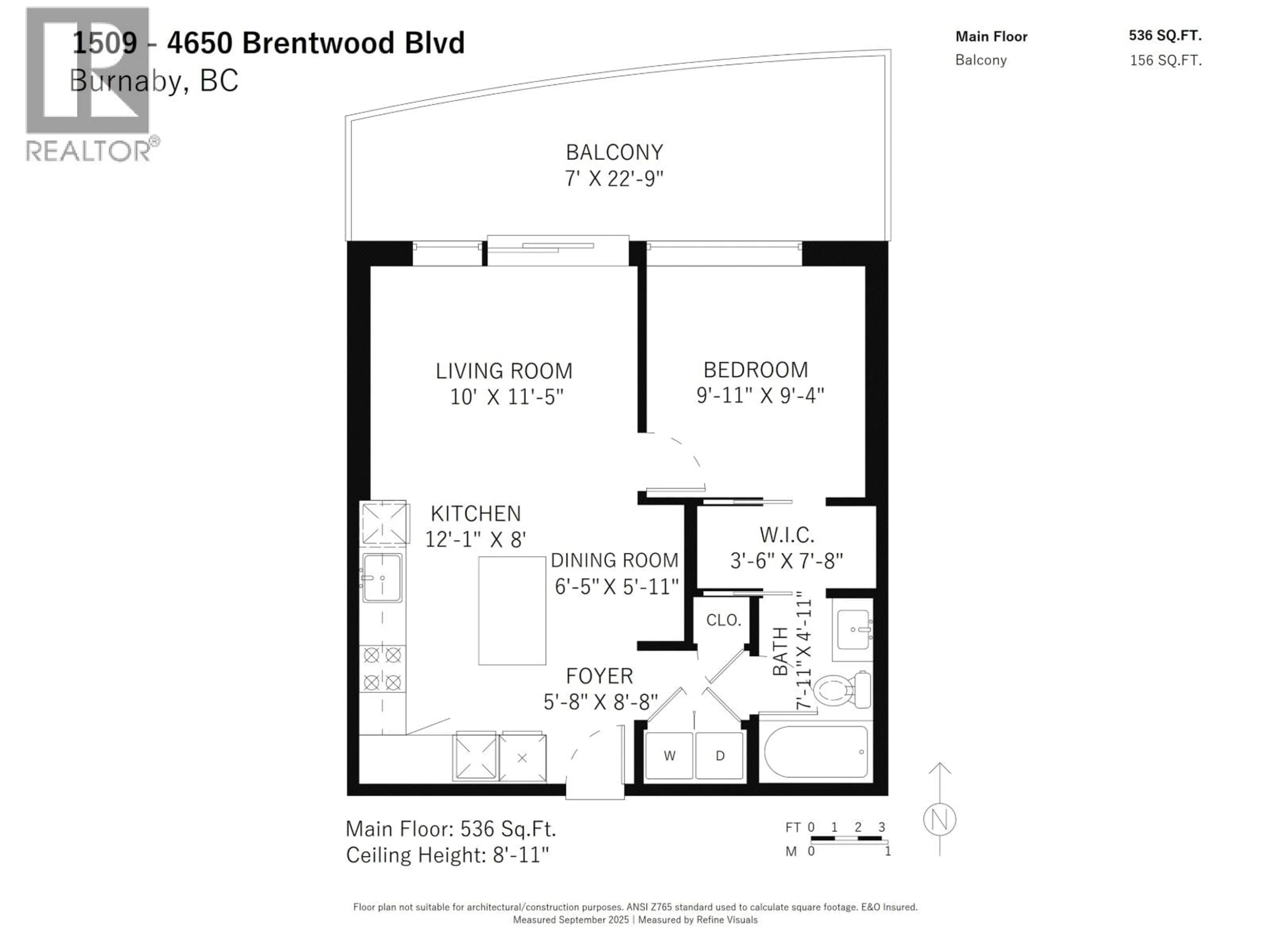 Floor plan for 1509 - 4650 BRENTWOOD BOULEVARD, Burnaby British Columbia V5C0M3