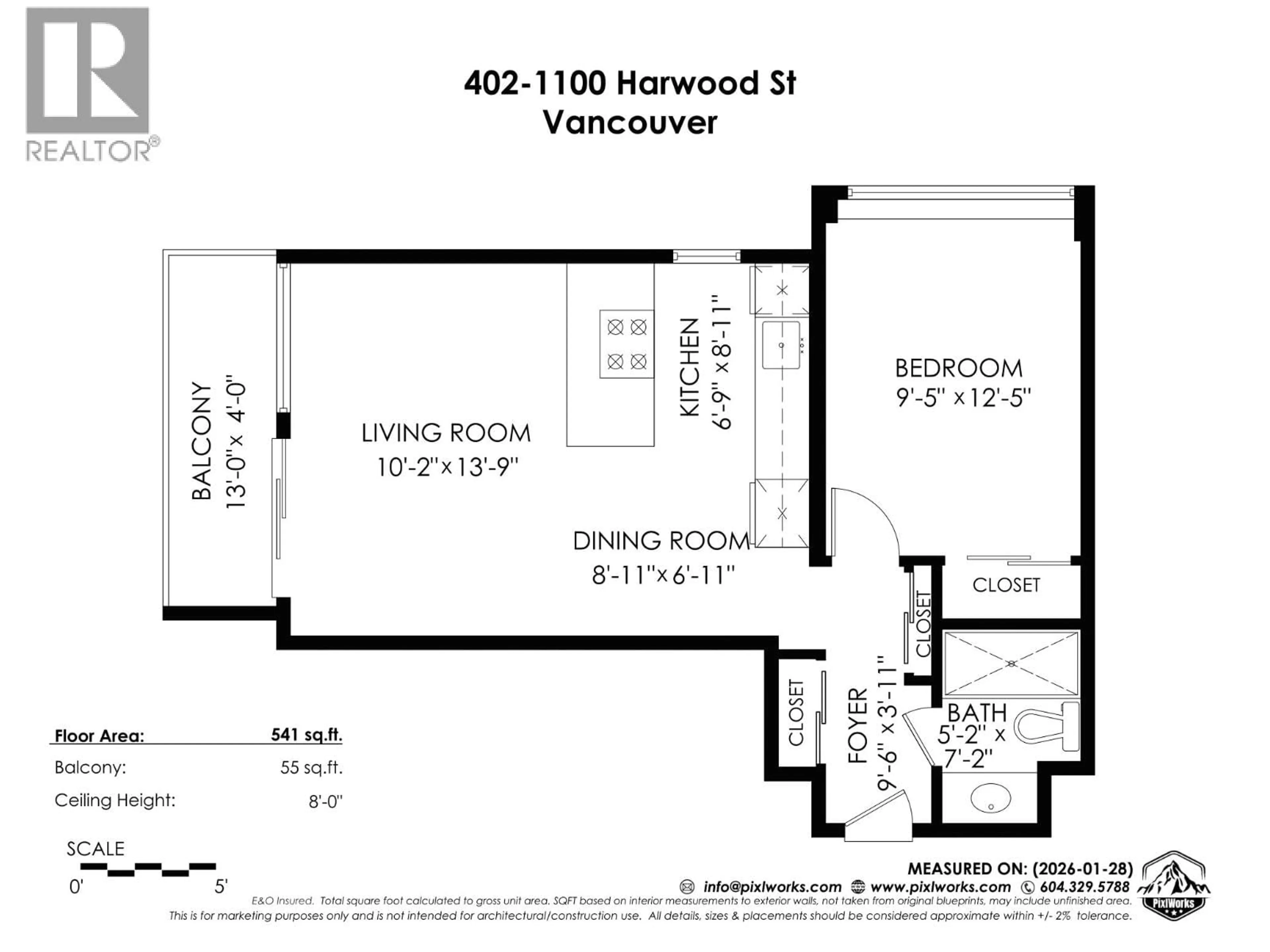 Floor plan for 402 - 1100 HARWOOD STREET, Vancouver British Columbia V6E1R7