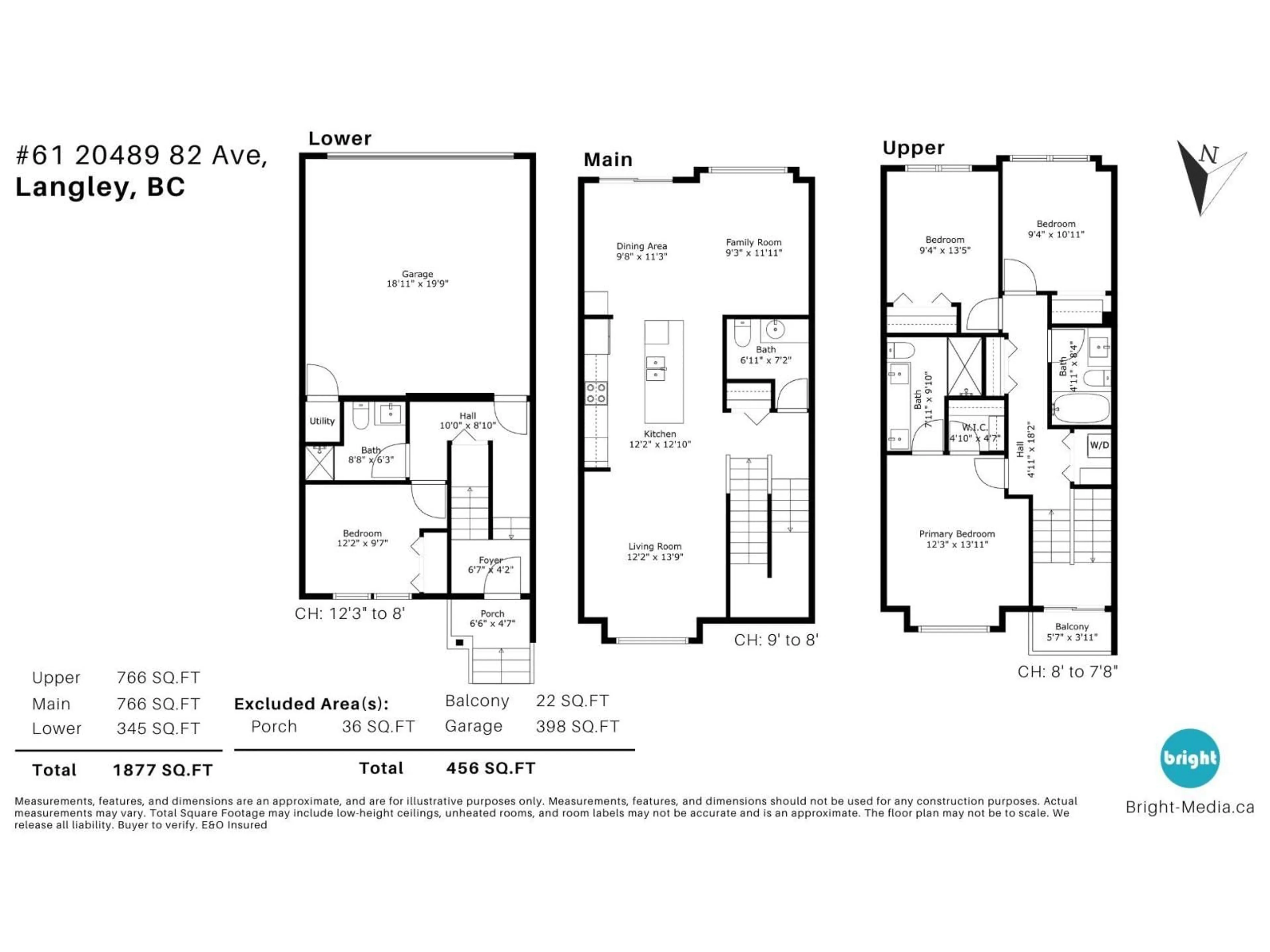 Floor plan for 61 - 20498 82 AVENUE, Langley British Columbia V2Y0V1