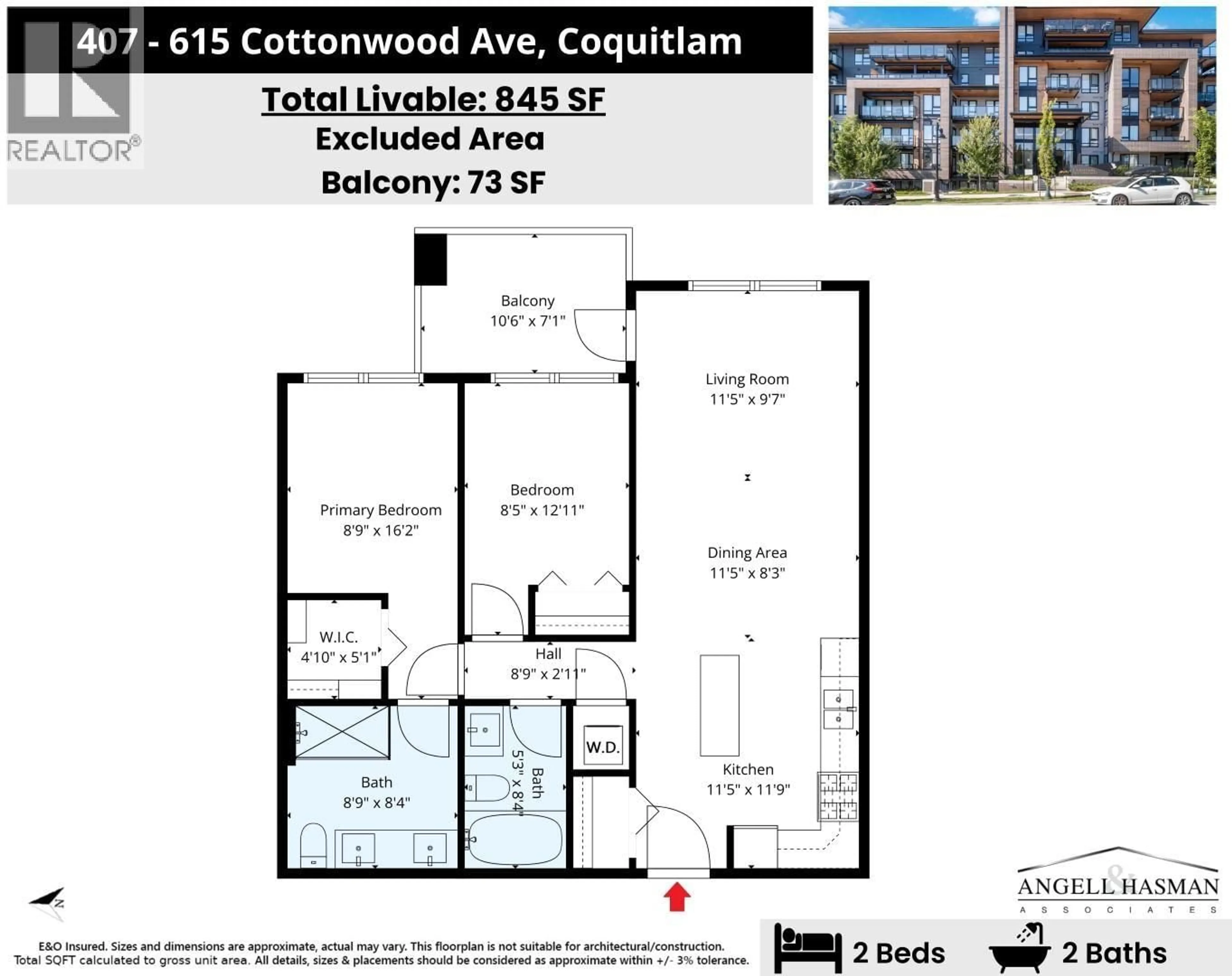 Floor plan for 407 - 615 COTTONWOOD AVENUE, Coquitlam British Columbia V3J2S5
