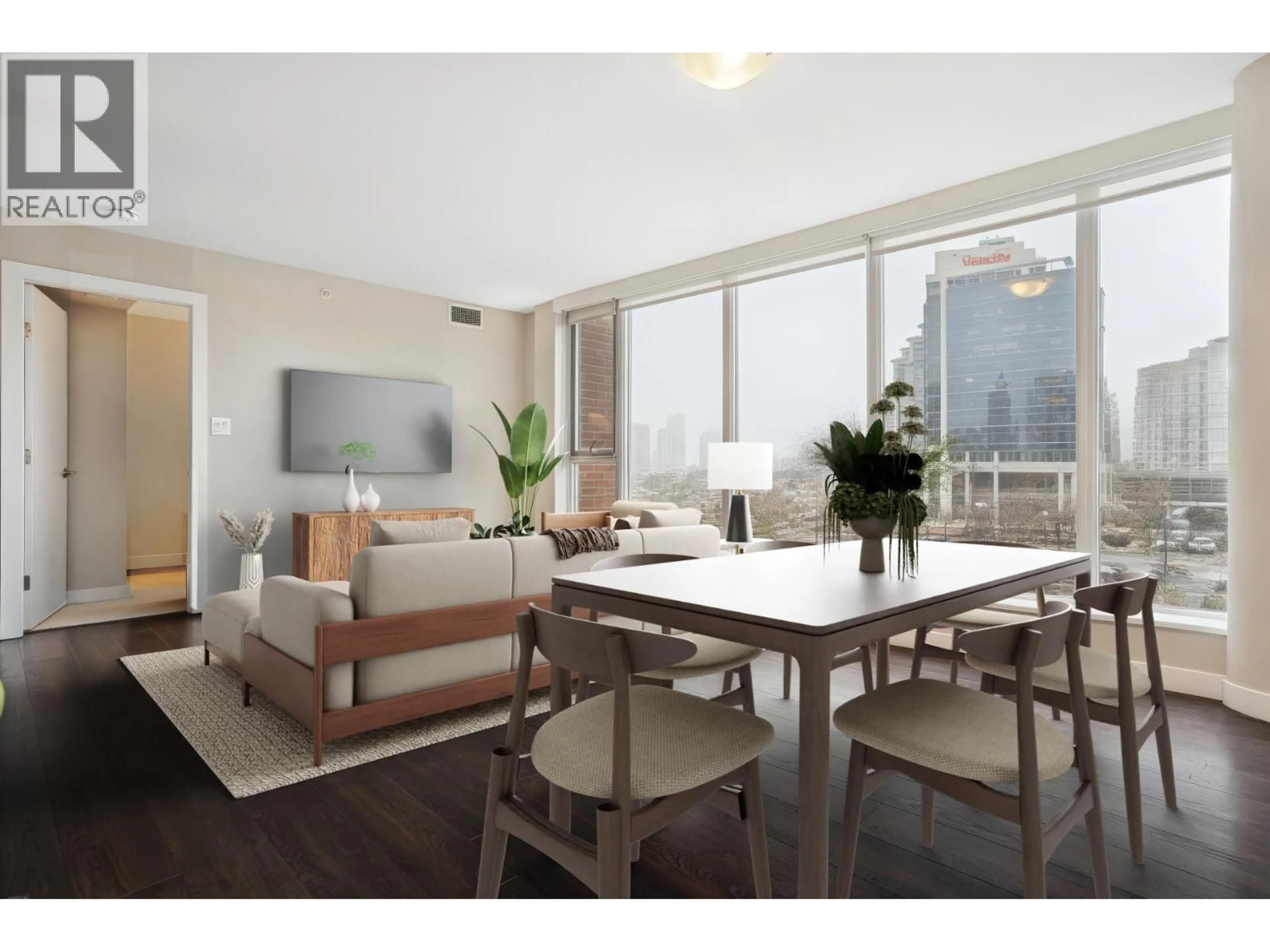 Living room with furniture, wood/laminate floor for 613 - 1618 QUEBEC STREET, Vancouver British Columbia V6A0C5