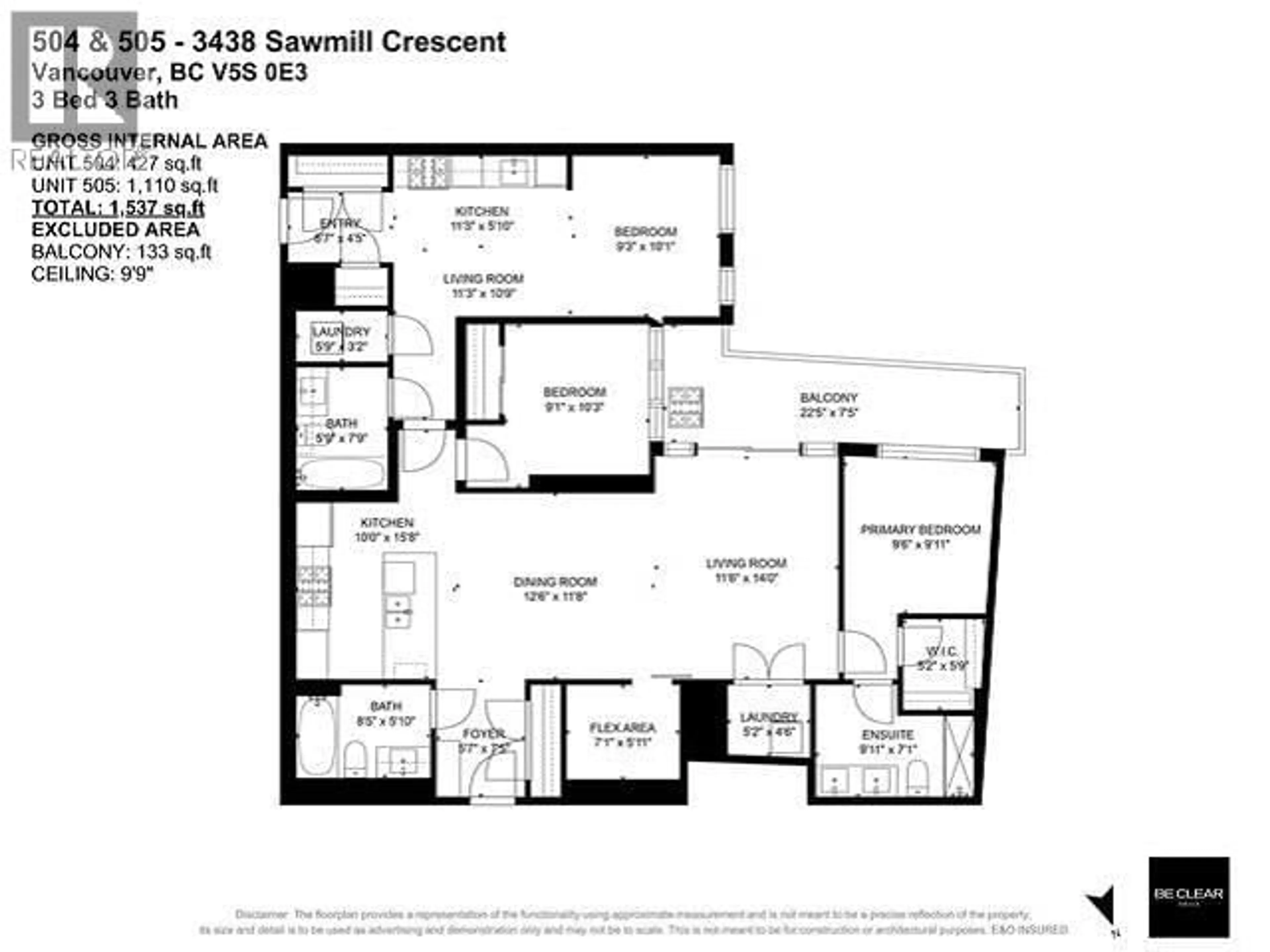 Floor plan for 504/505 - 3438 SAWMILL CRESCENT, Vancouver British Columbia V5S0E3