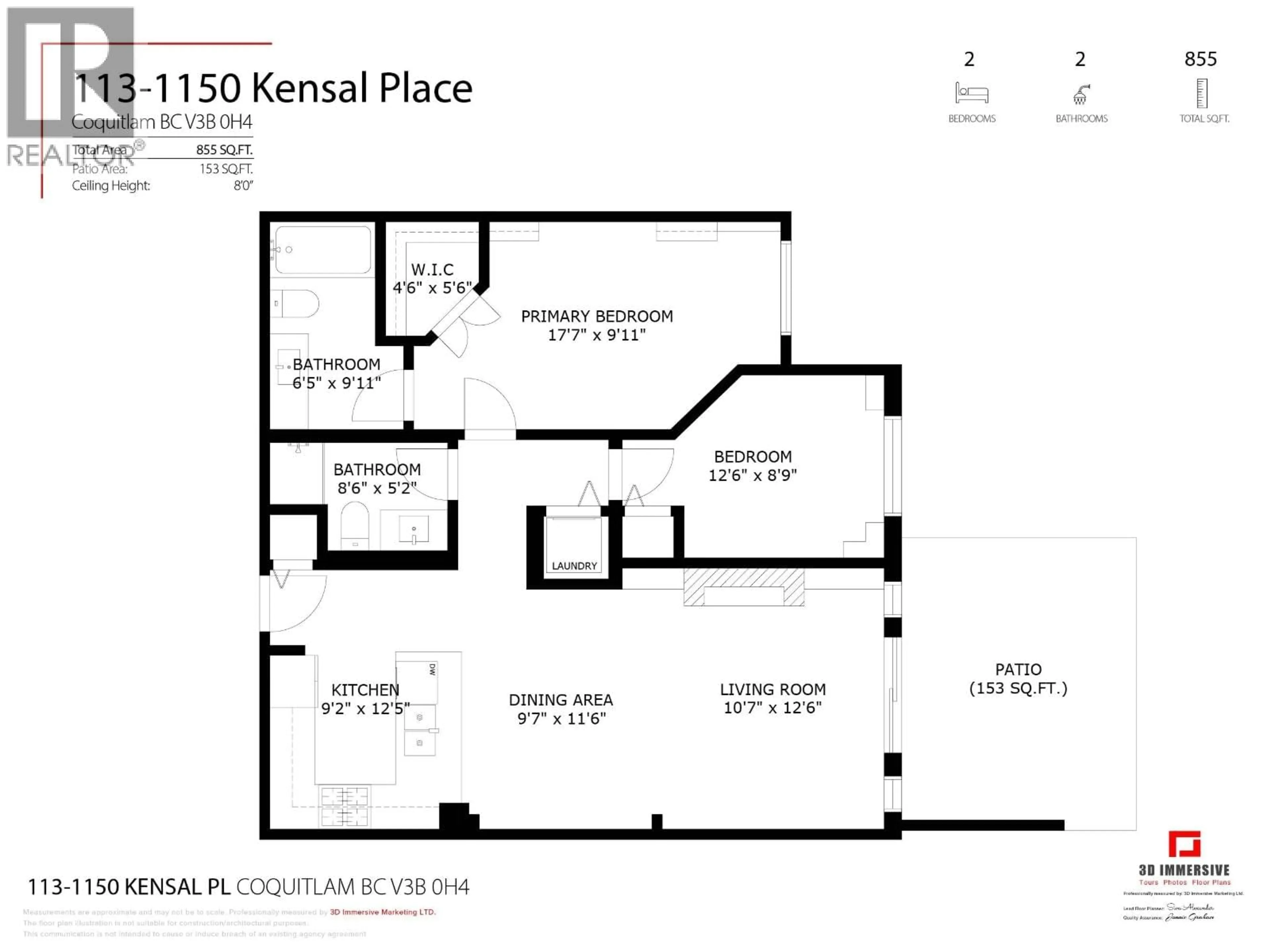 Floor plan for 113 - 1150 KENSAL PLACE, Coquitlam British Columbia V3B0H4