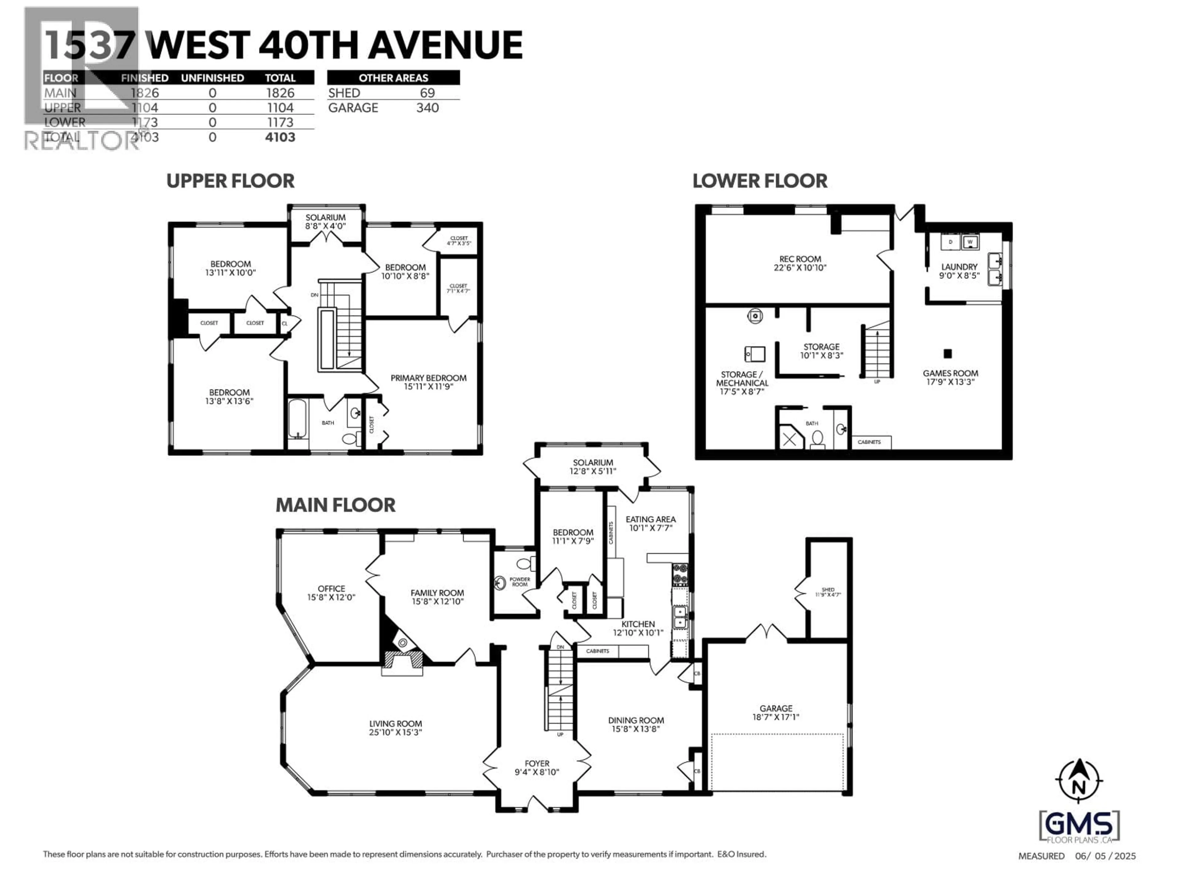 Floor plan for 1537 40TH AVENUE, Vancouver British Columbia V6M1V7