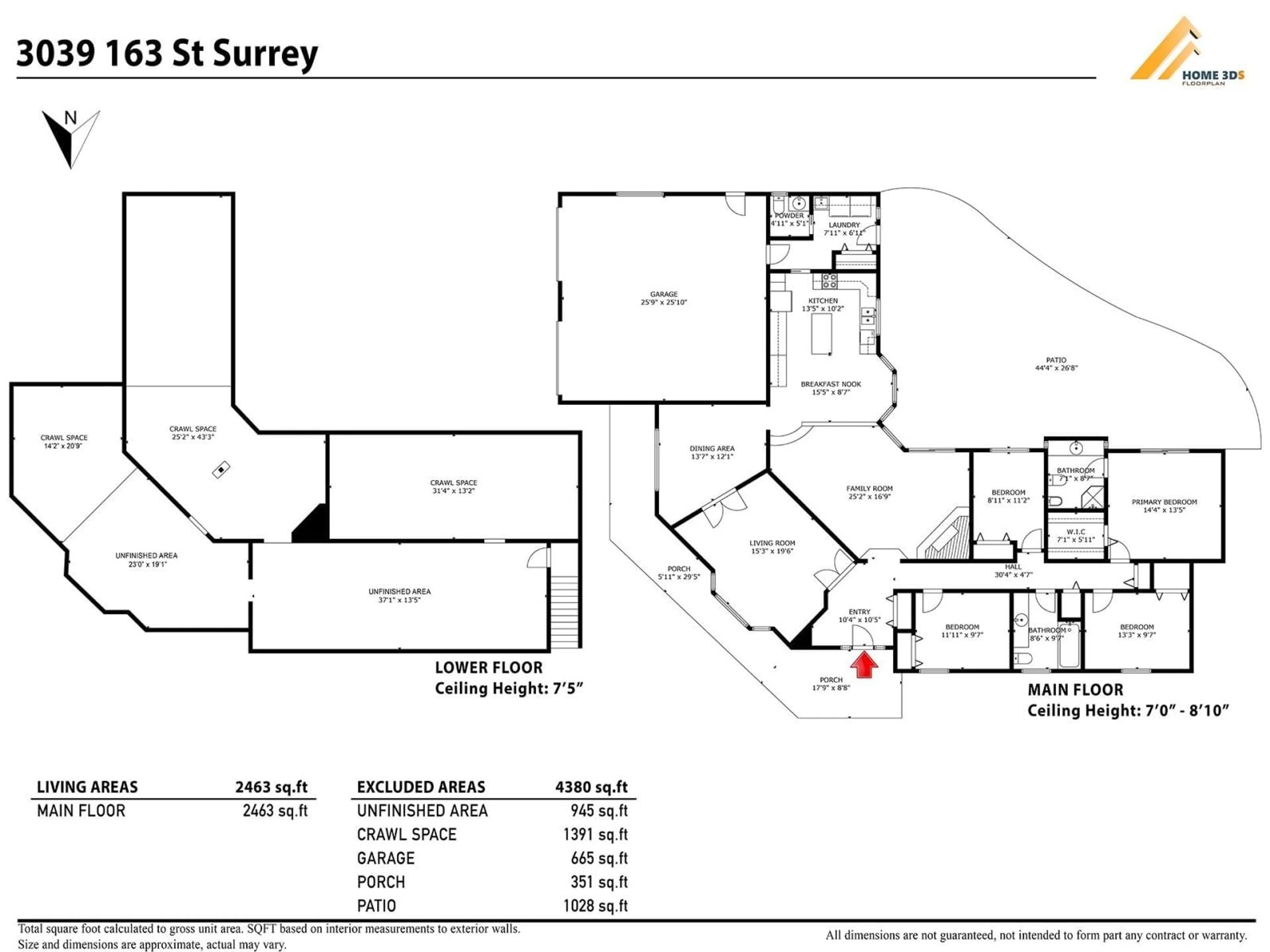 Floor plan for 3039 163 STREET, Surrey British Columbia V3Z0E3