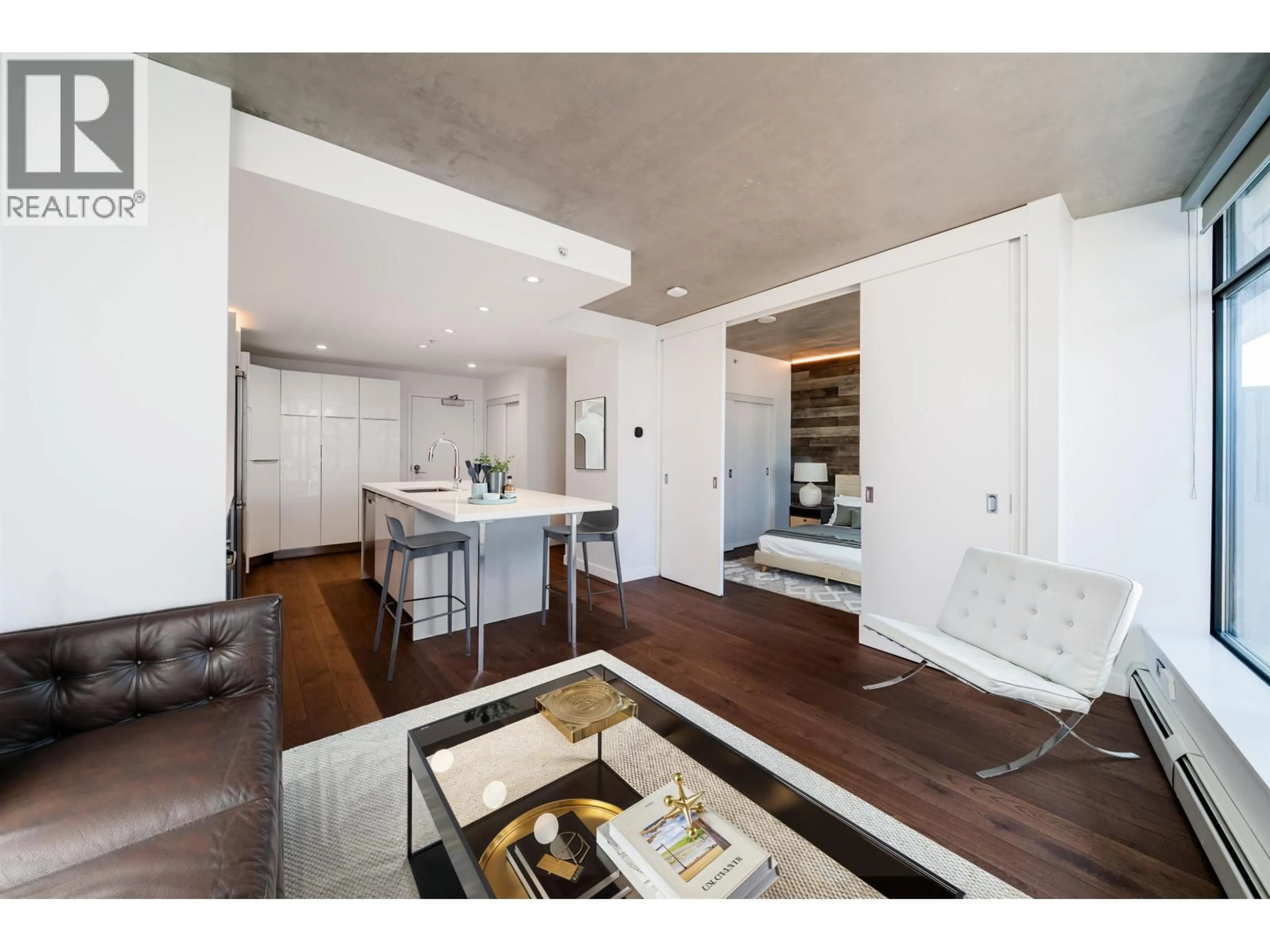 Open concept kitchen, wood/laminate floor for 2508 - 108 CORDOVA STREET, Vancouver British Columbia V6B0G5