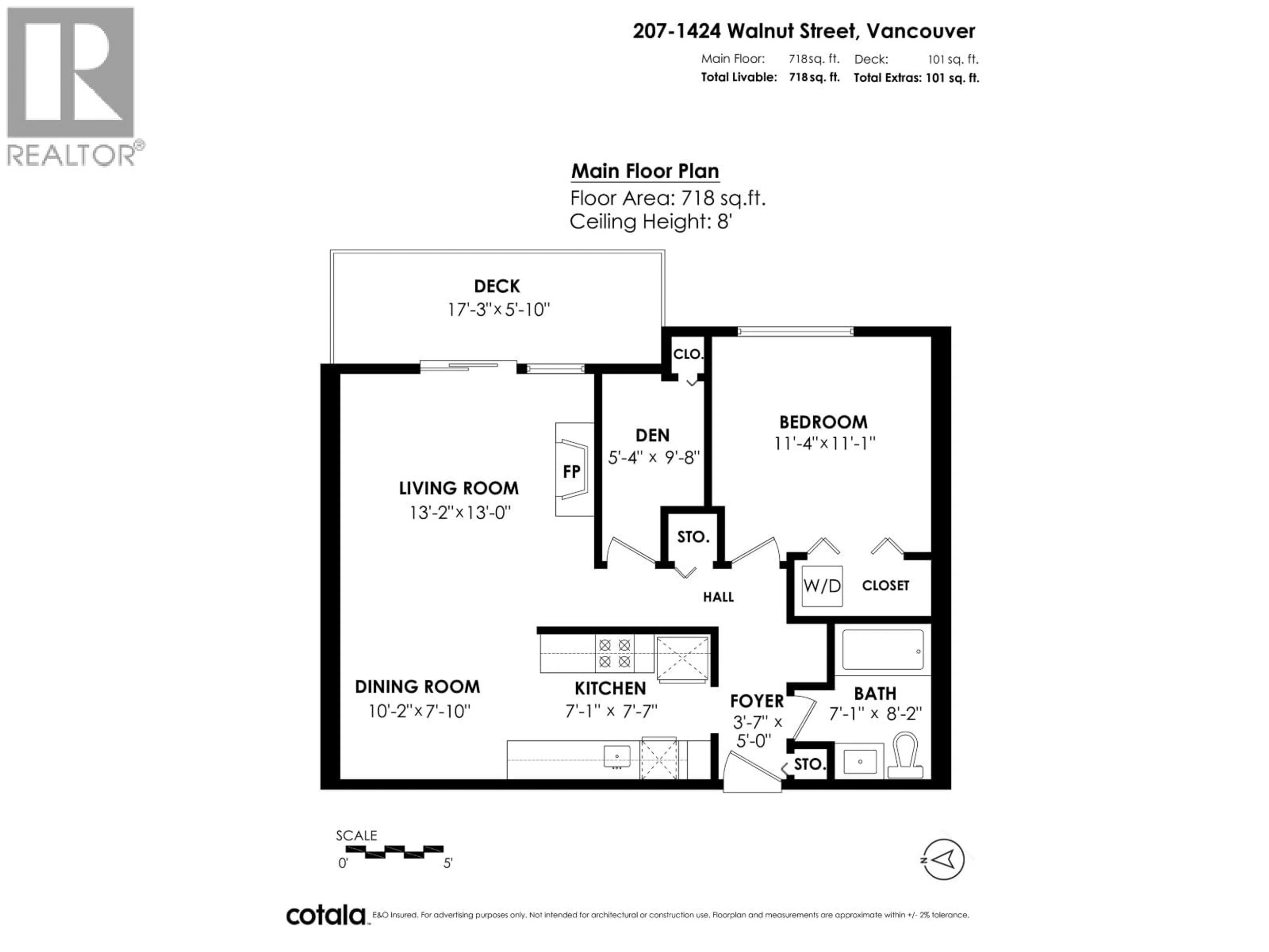 Floor plan for 207 - 1424 WALNUT STREET, Vancouver British Columbia V6J3R3