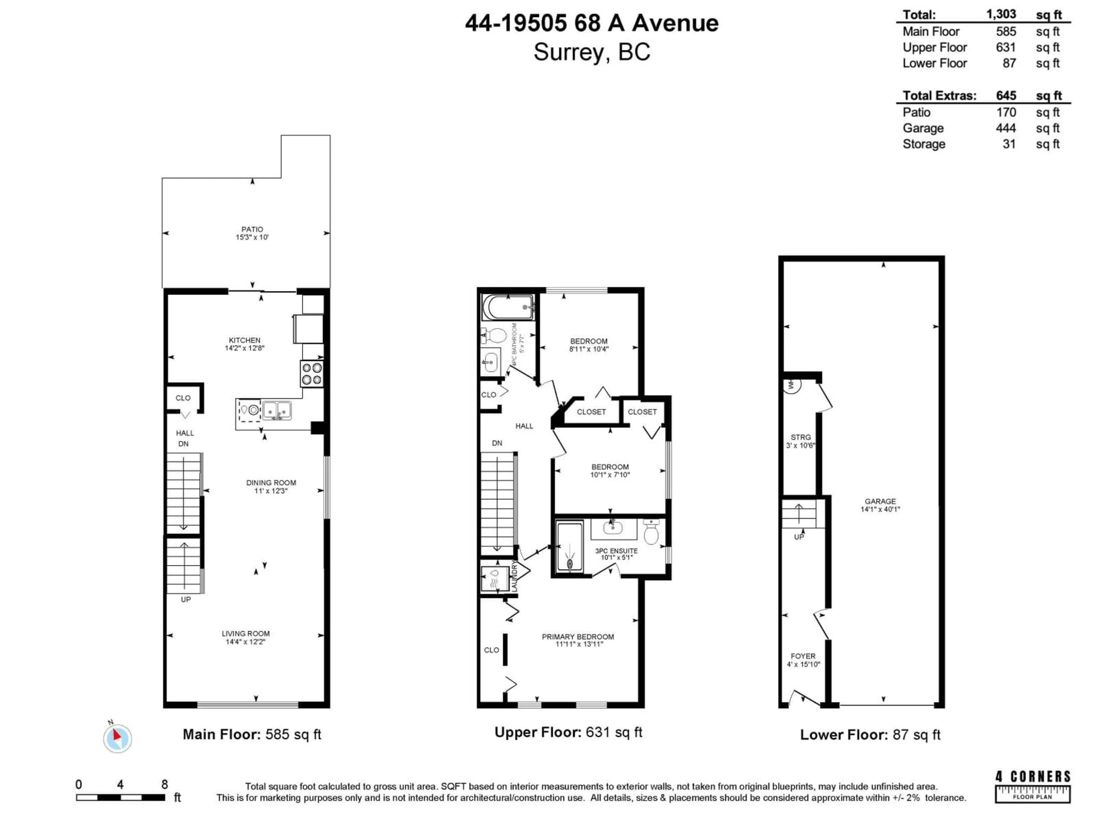 Floor plan for 44 - 19505 68A AVENUE, Surrey British Columbia V4N6K3
