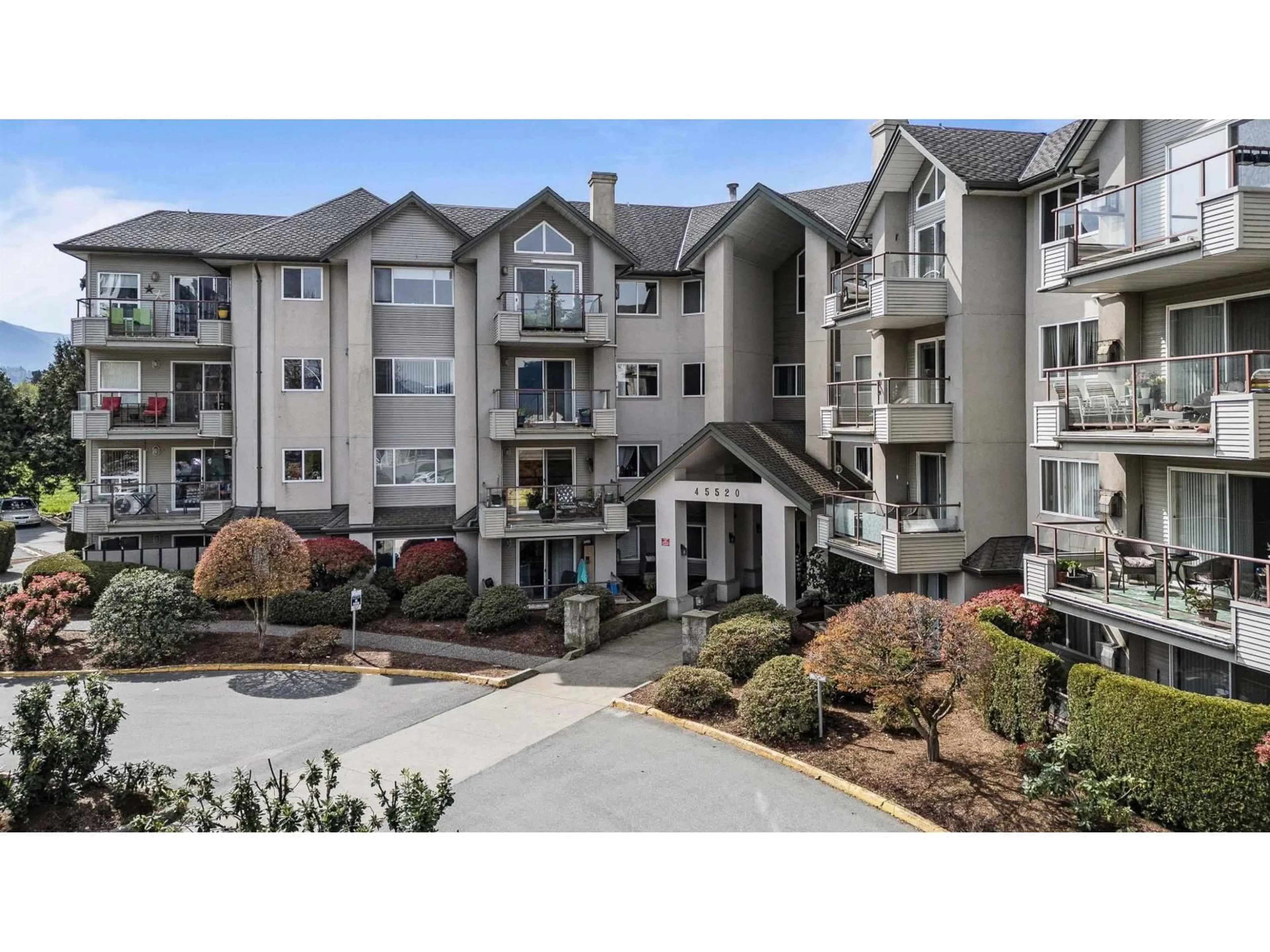 A pic from outside/outdoor area/front of a property/back of a property/a pic from drone, mountain view for 108 - 45520 KNIGHT ROAD, Chilliwack British Columbia V2R3Z2