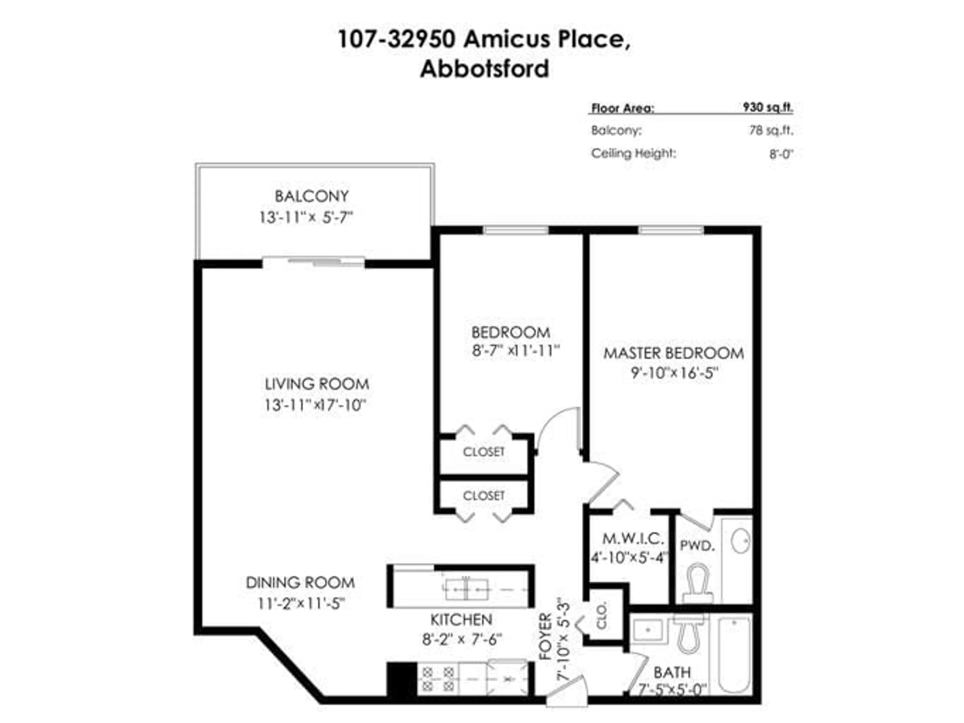 Floor plan for 107 - 32950 AMICUS PLACE, Abbotsford British Columbia V2S6G9