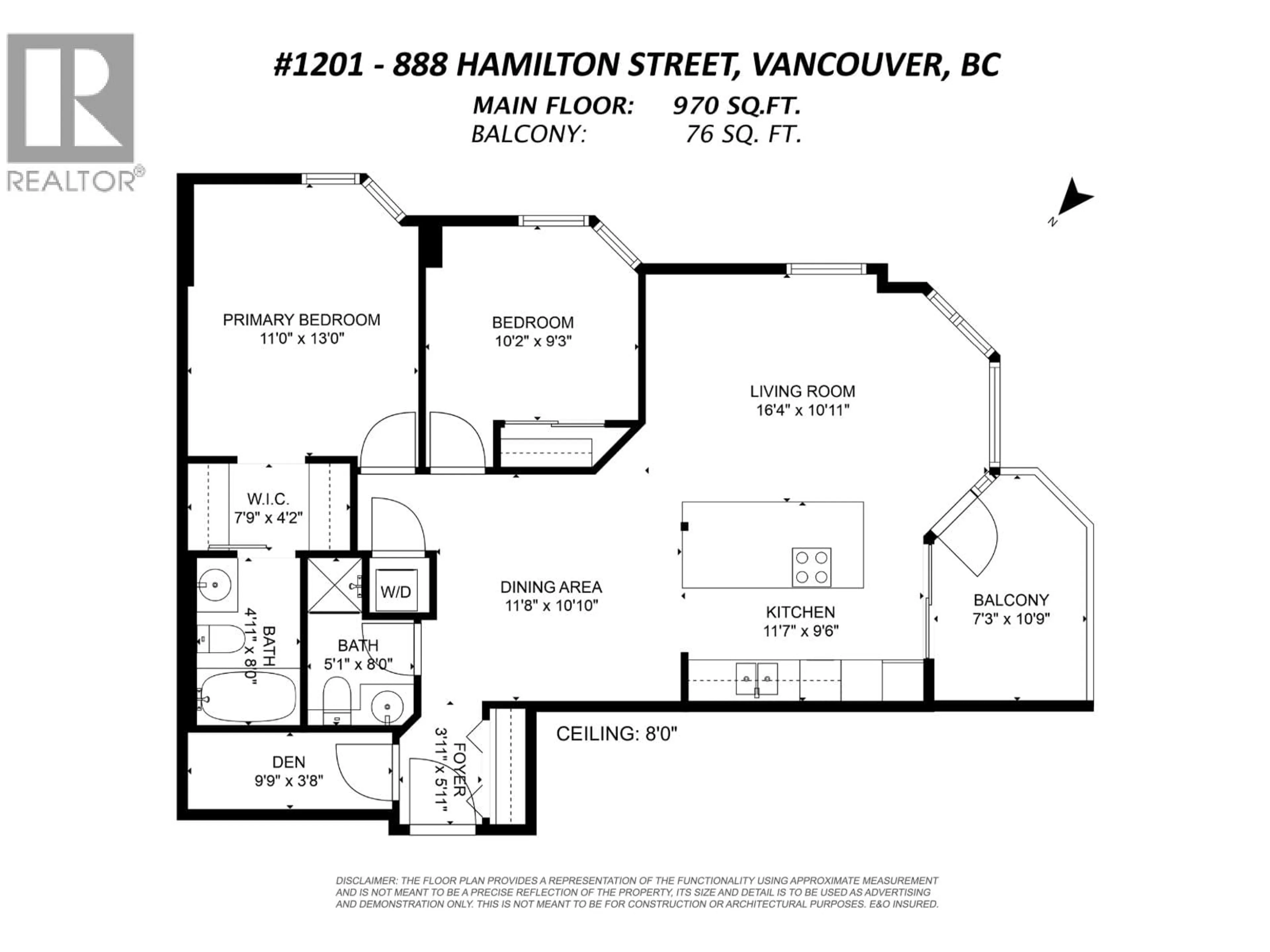 Floor plan for 1201 - 888 HAMILTON AVENUE, Vancouver British Columbia V6B5W4
