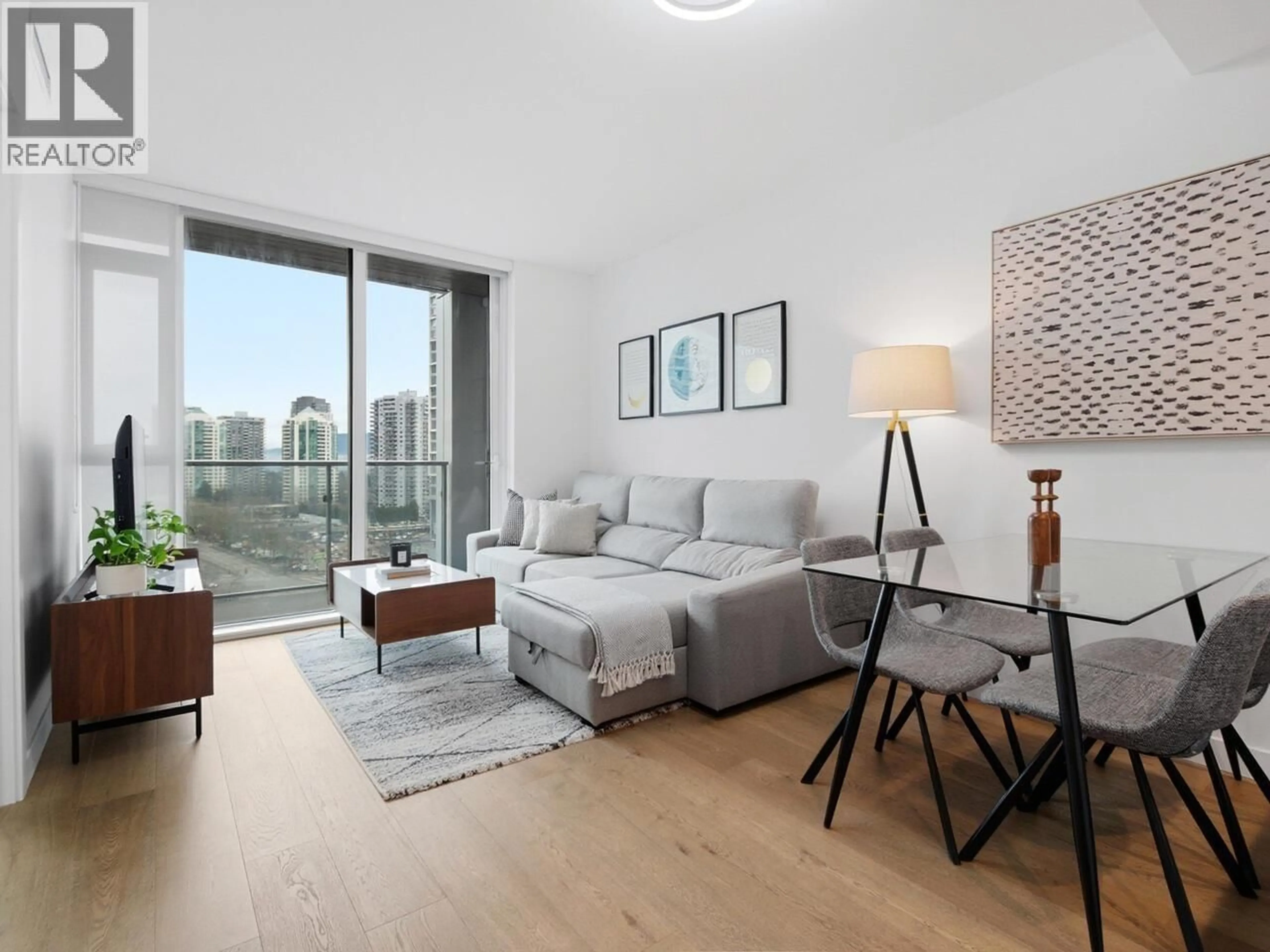 Living room with furniture, wood/laminate floor for 905 - 6000 MCKAY AVENUE, Burnaby British Columbia V5H0K2