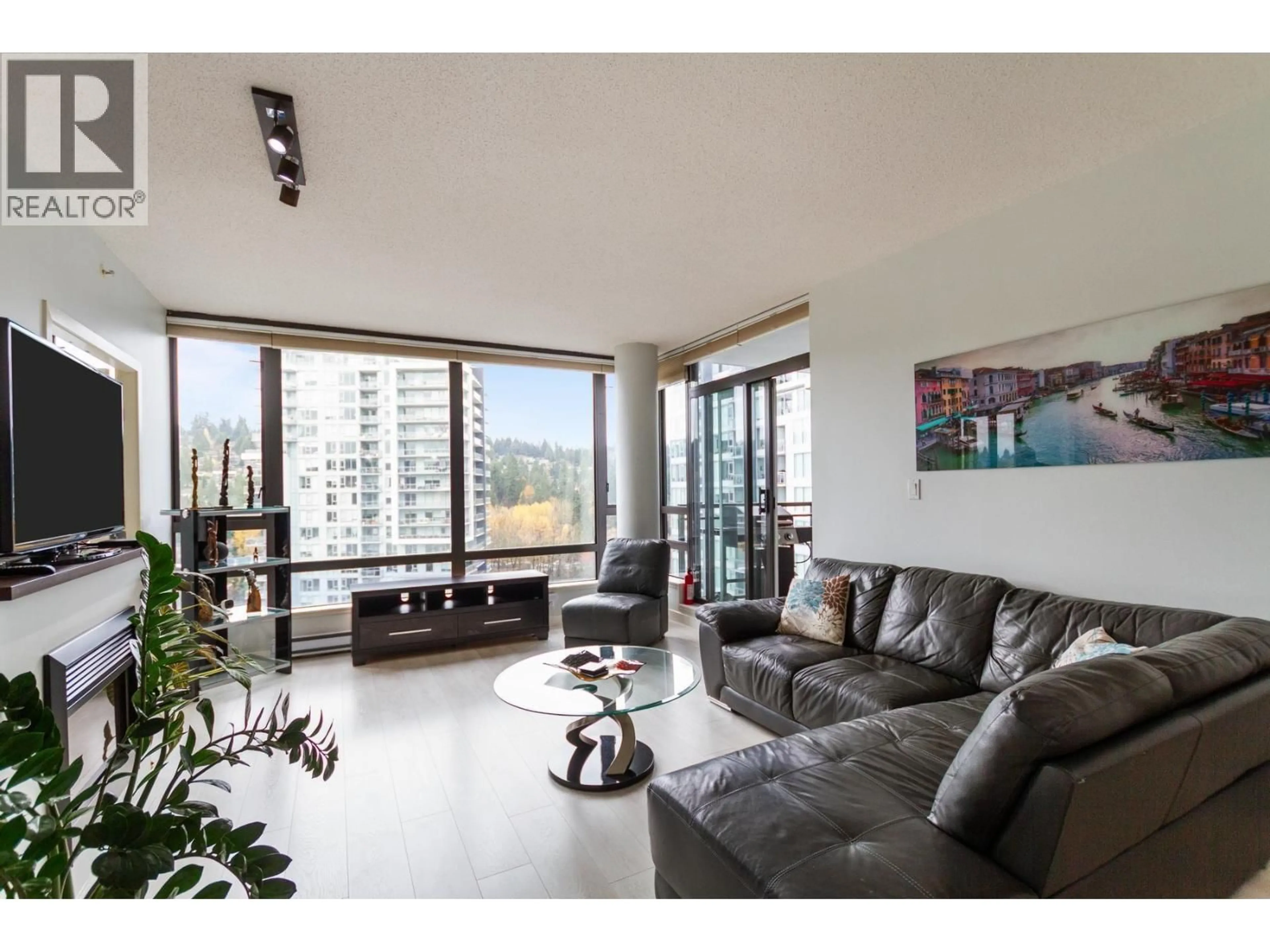 Living room with furniture, wood/laminate floor for 1703 - 400 CAPILANO ROAD, Port Moody British Columbia V3H0E1