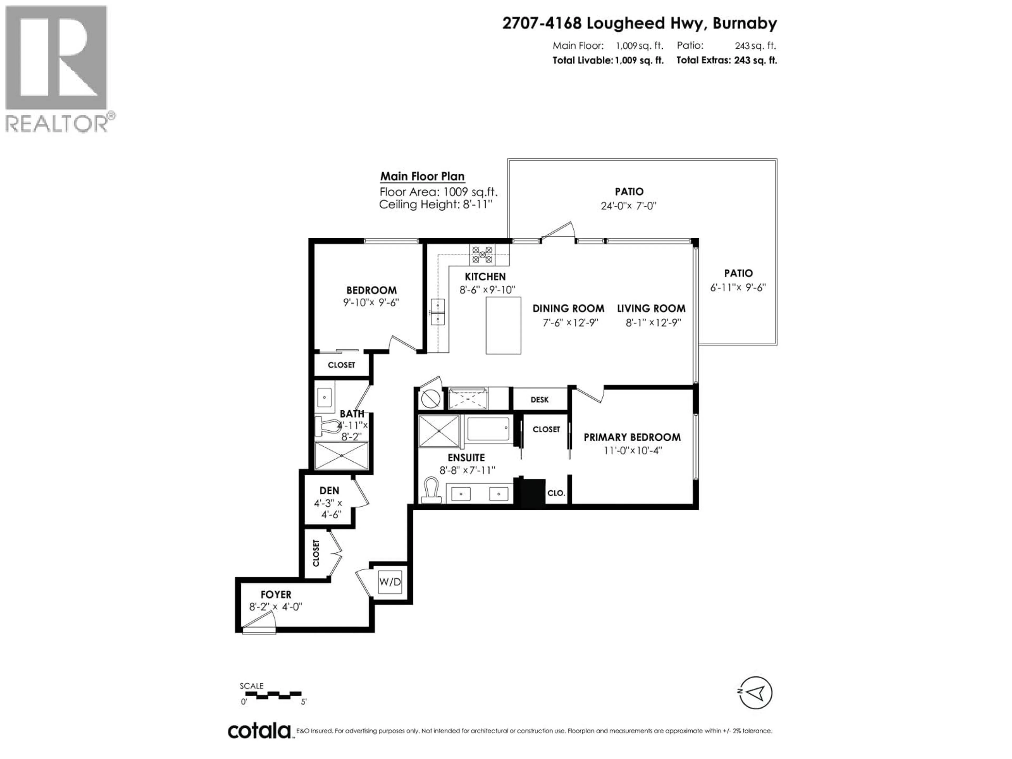 Floor plan for 2707 - 4168 LOUGHEED HIGHWAY, Burnaby British Columbia V5C0N9
