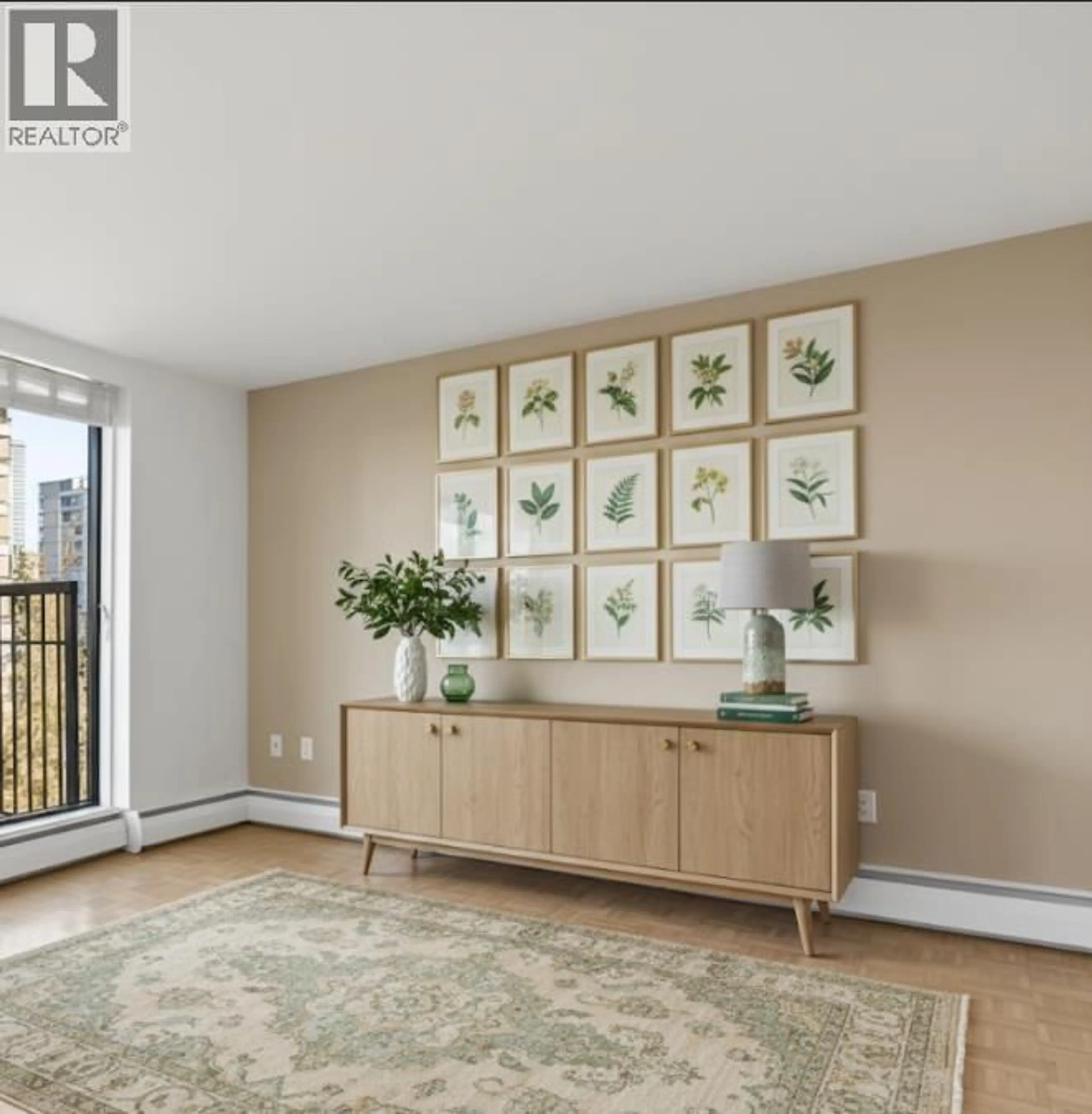 Living room with furniture, wood/laminate floor for 804 - 1330 HARWOOD STREET, Vancouver British Columbia V6E1S8