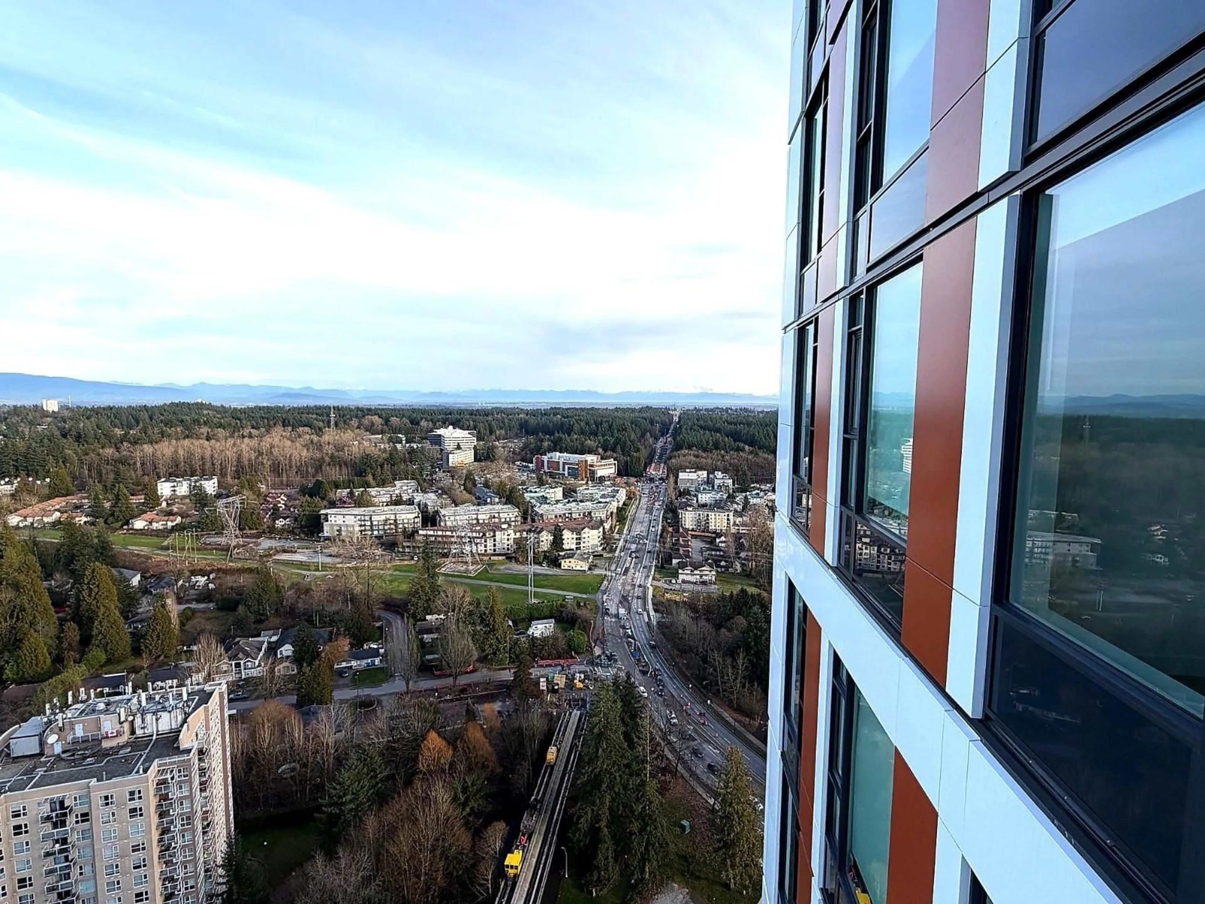 Balcony in the apartment, city buildings view from balcony for 3307 - 13725 GEORGE JUNCTION, Surrey British Columbia V3T4Y3