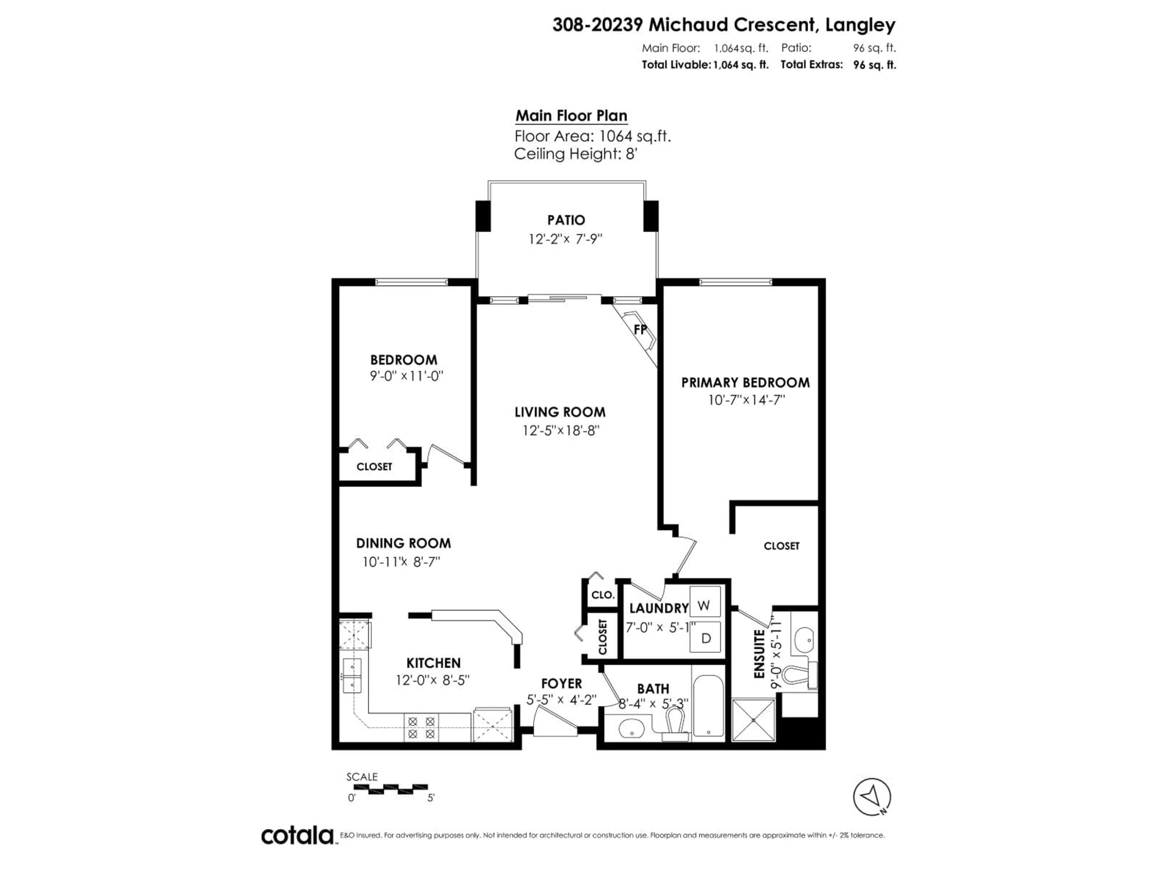 Floor plan for 308 - 20239 MICHAUD CRESCENT, Langley British Columbia V3A8L1