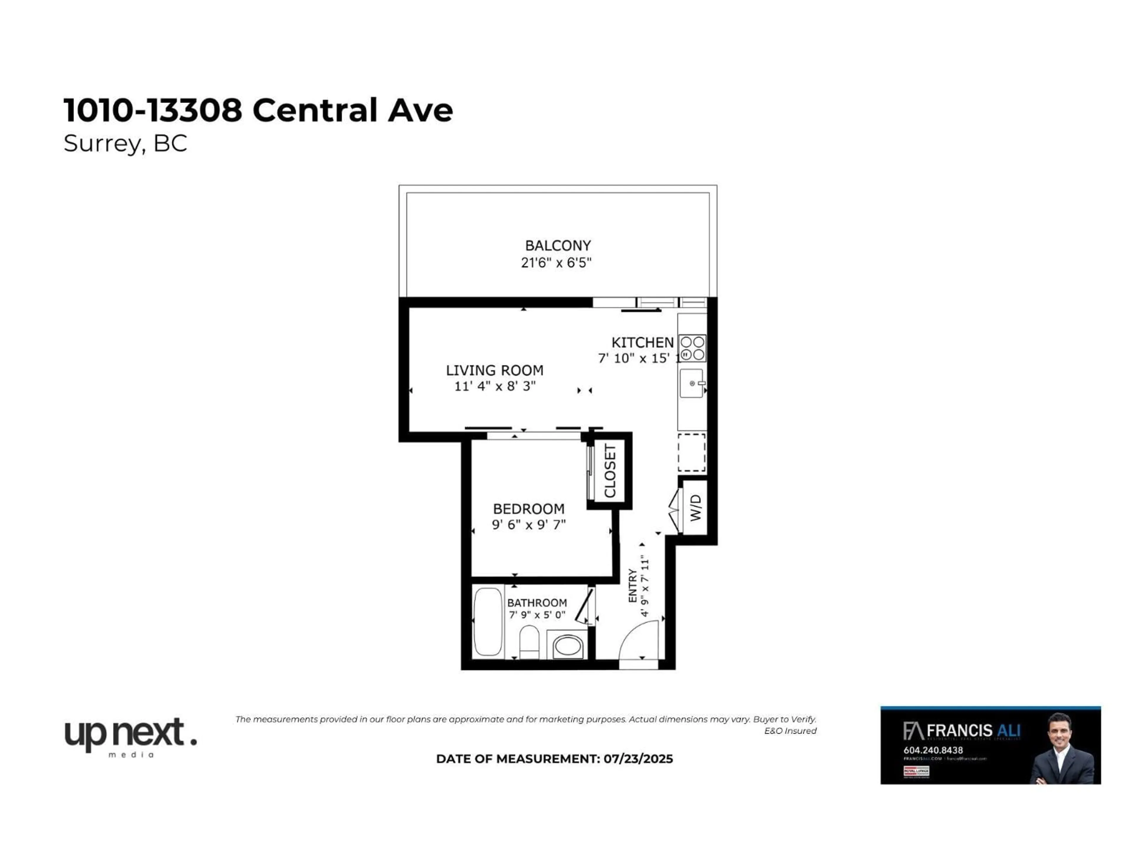 Floor plan for 1010 - 13308 CENTRAL AVENUE, Surrey British Columbia V3T0M4