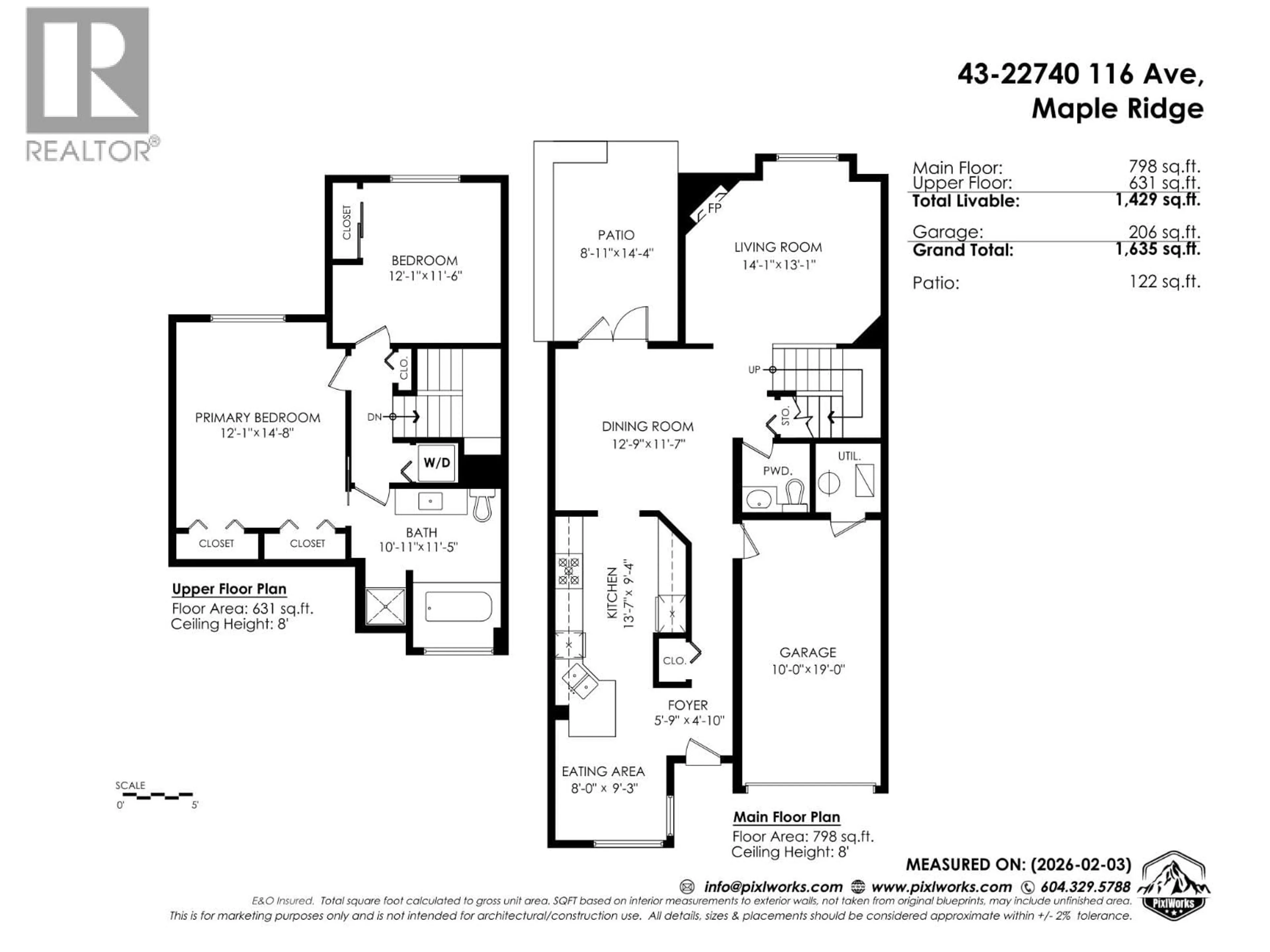 Floor plan for 43 - 22740 116 AVENUE, Maple Ridge British Columbia V2X2X7