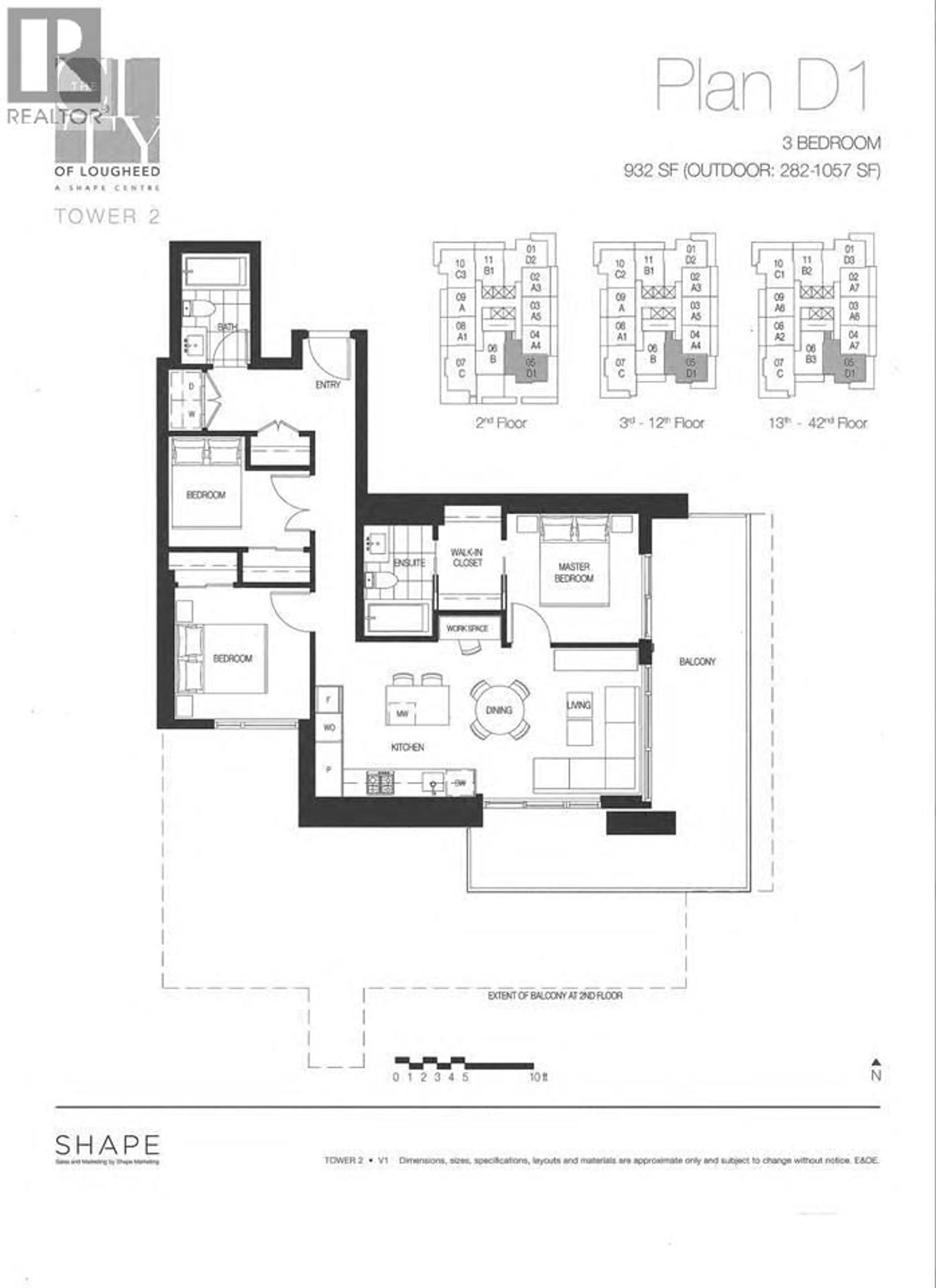 Floor plan for 1705 - 3833 EVERGREEN PLACE, Burnaby British Columbia V3J0M2